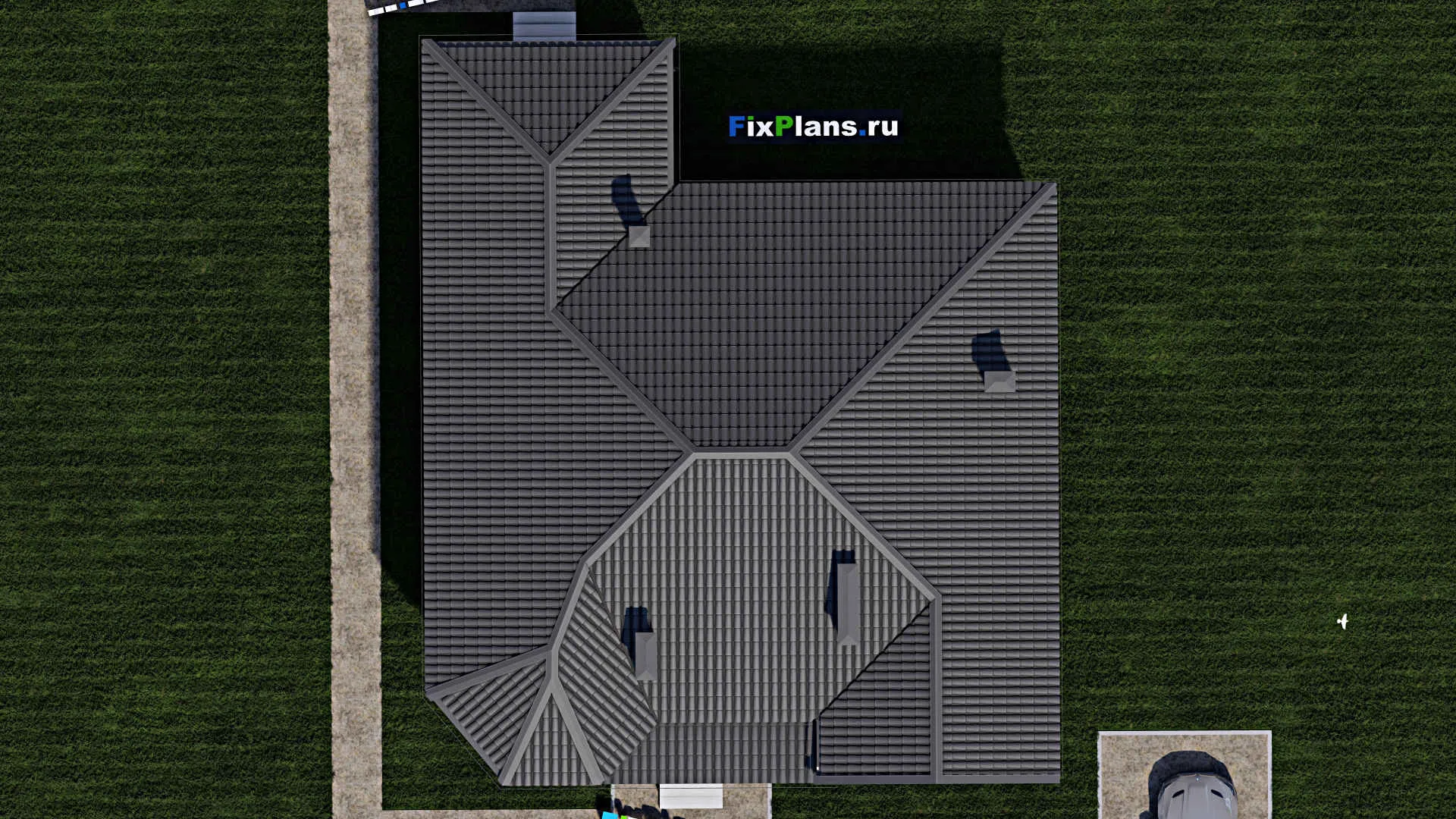 F-0845 - Проект одноэтажного дома 14 на 14, площадью 160 м² с террасой и 3 спальнями