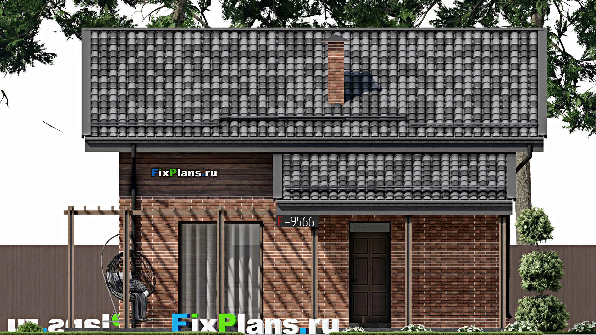 F-9566 - Планы дома с мансардой 11 на 13, площадью 160 м² с террасой и 3 спальнями