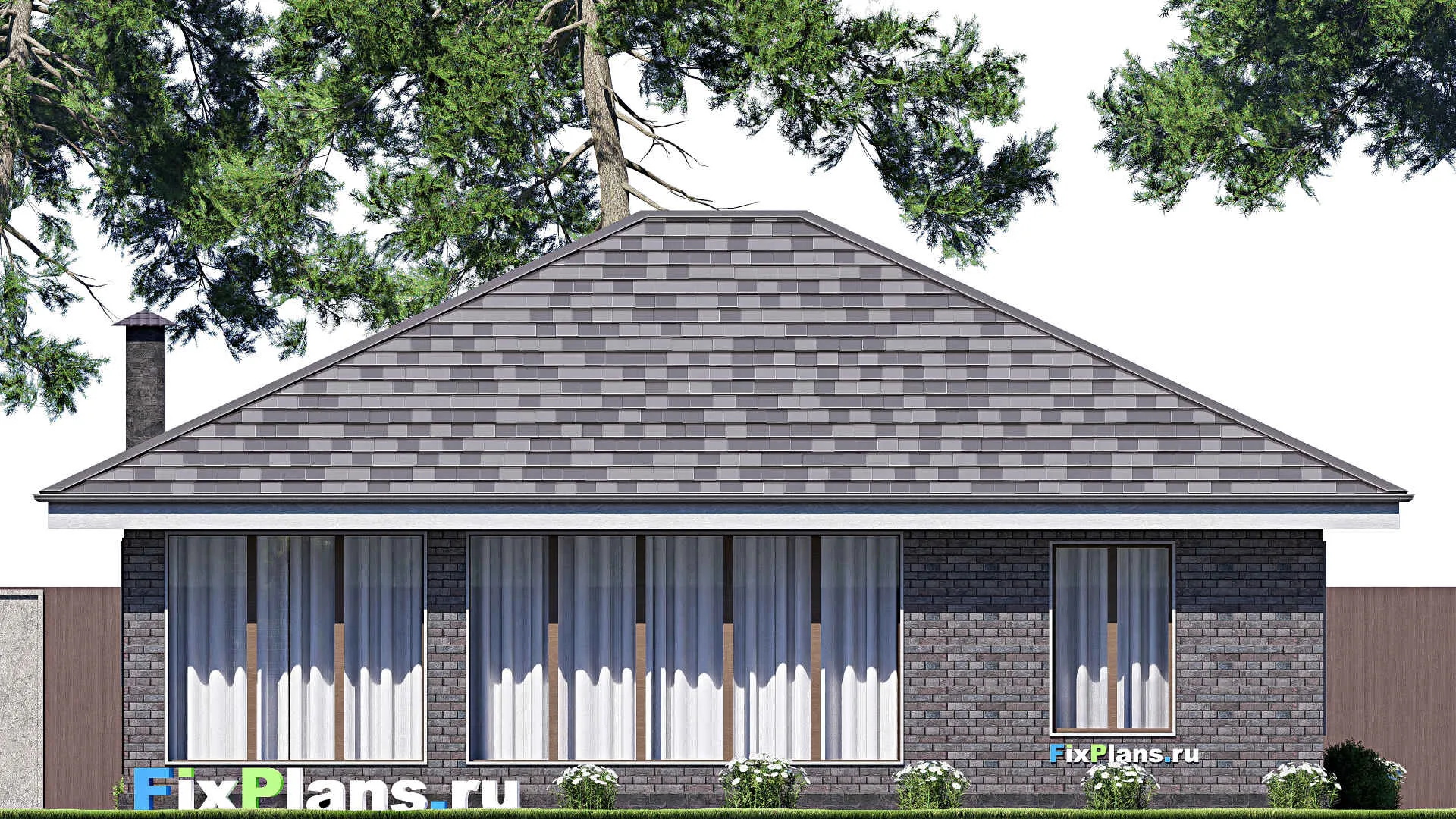 F-18512 - План одноэтажного дома 12 на 13, площадью 110 м² с 3 спальнями