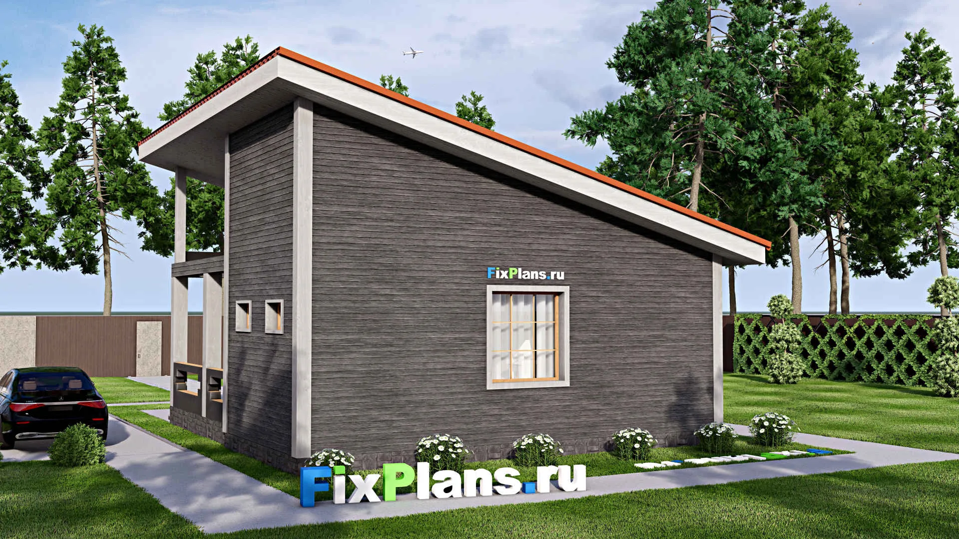 F-15551 - Проект бани 9 на 9, площадью 70 м² с комнатой отдыха, терассой и санузлом