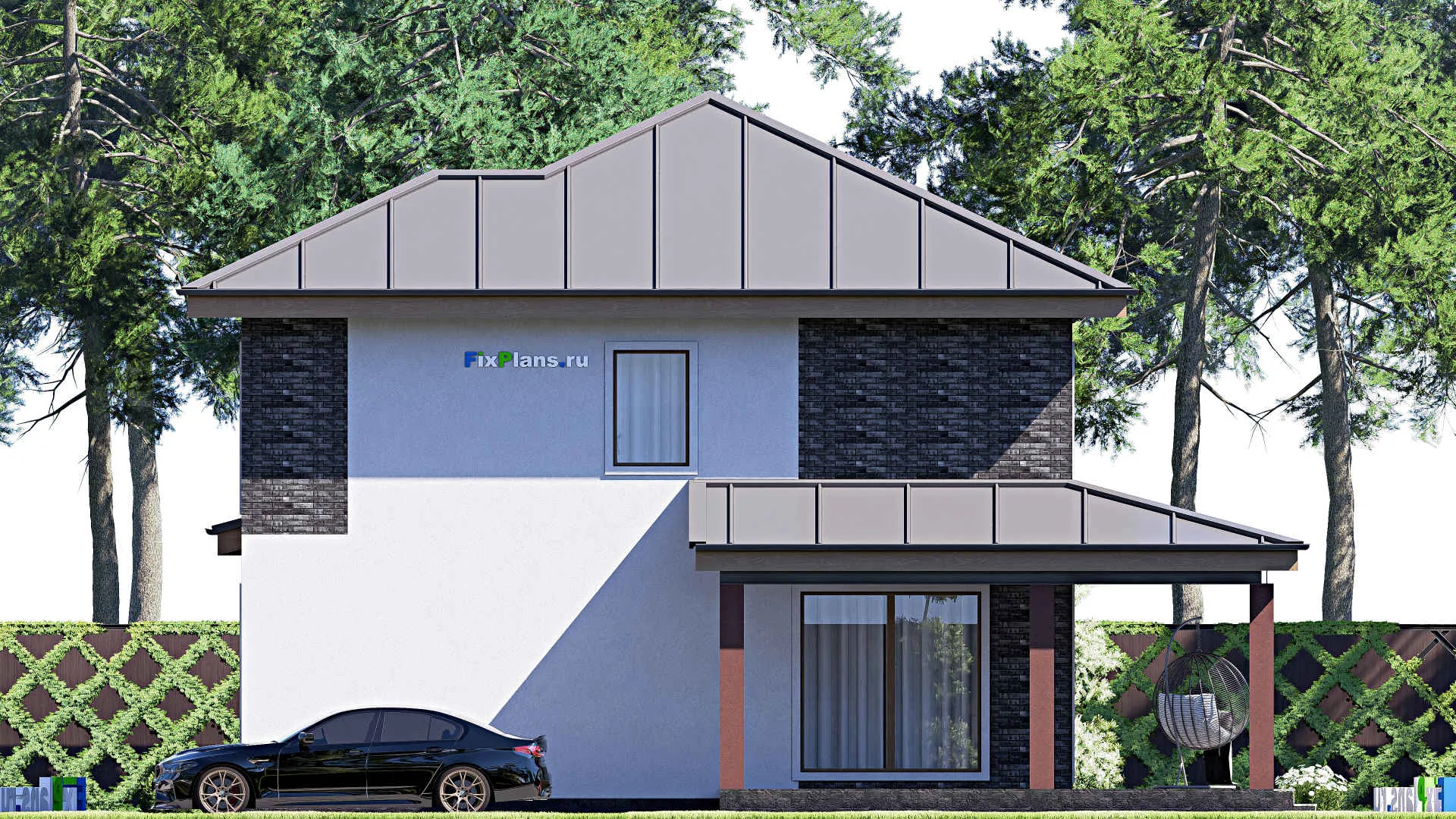 F-17414 - Проект двухэтажного дома 12 на 13, площадью 160 м² с террасой и 4 спальнями