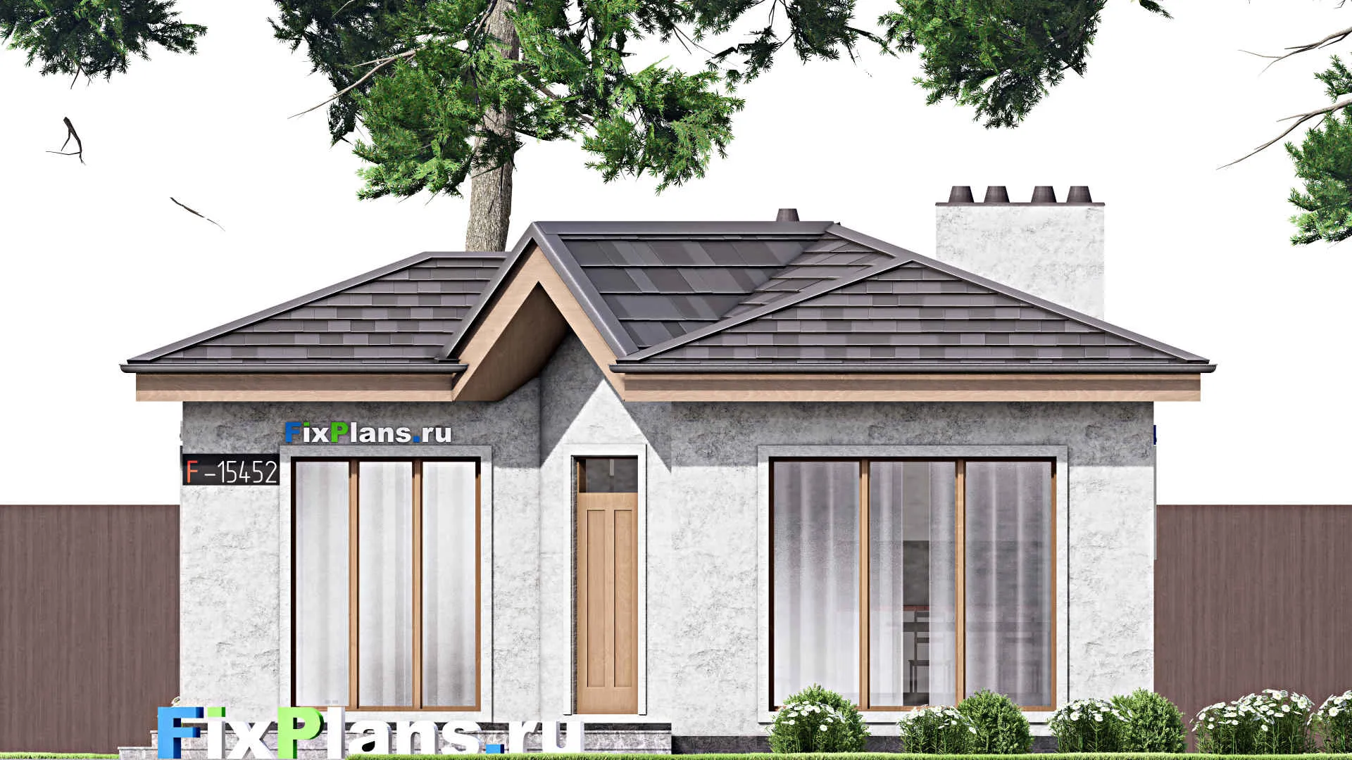 F-15452 - Проект бани 9 на 9, площадью 60 м² с комнатой отдыха, терассой и санузлом