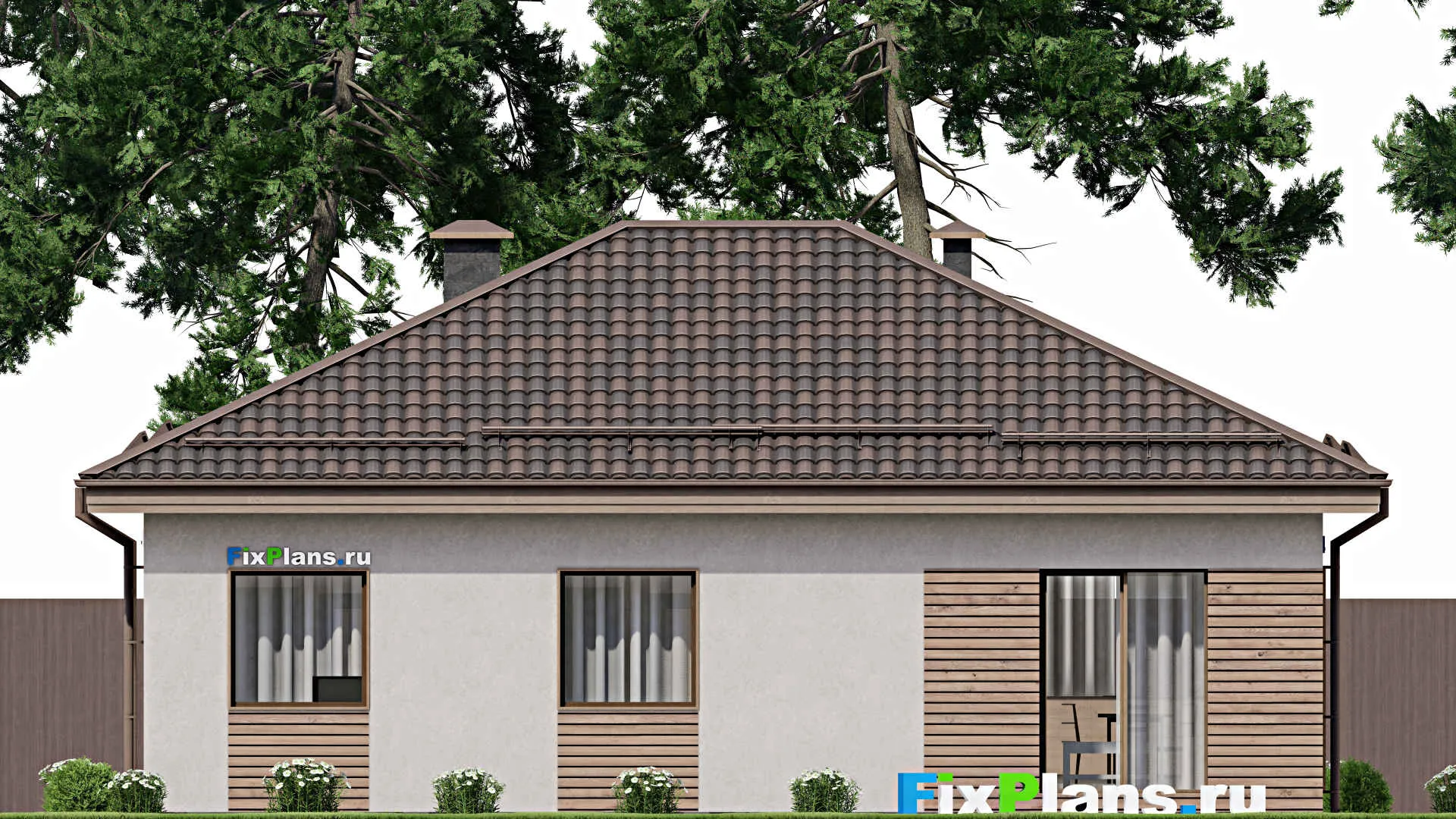 F-10034 - Проект одноэтажного дома 12 на 13, площадью 110 м² с 3 спальнями