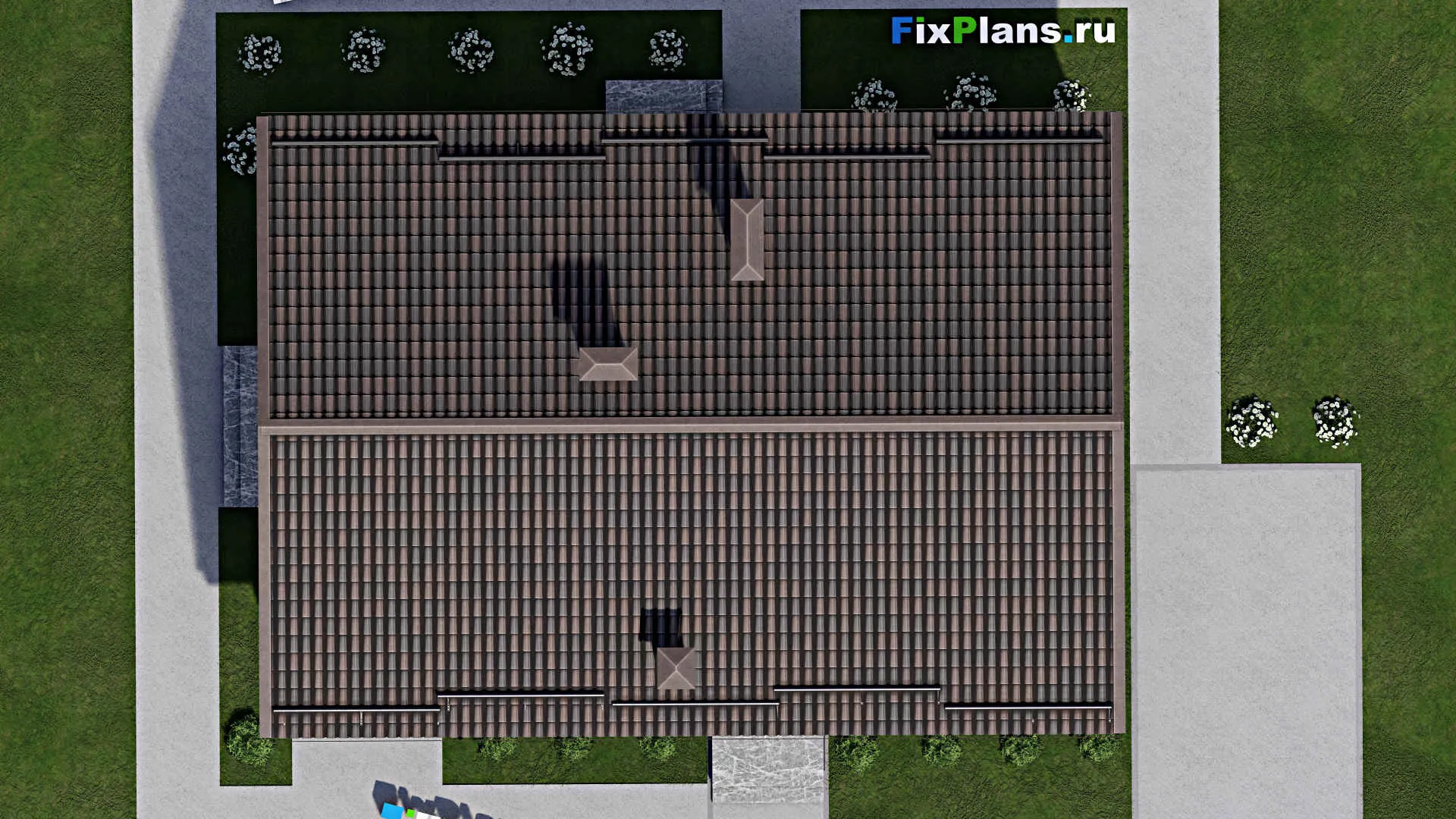 F-6029 - План одноэтажного дома 10 на 12, площадью 130 м² с террасой и 2 спальнями