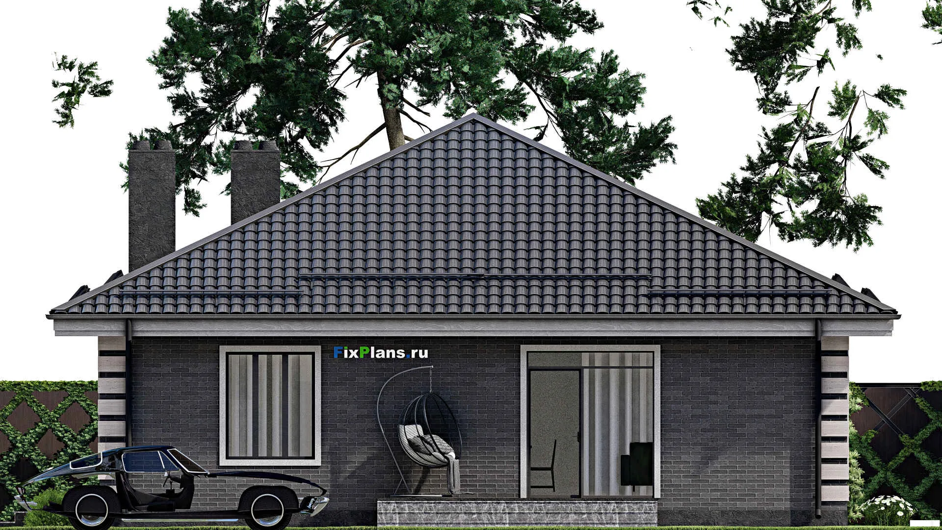 F-3185 - Проект одноэтажного дома 13 на 15, площадью 140 м² с 4 спальнями