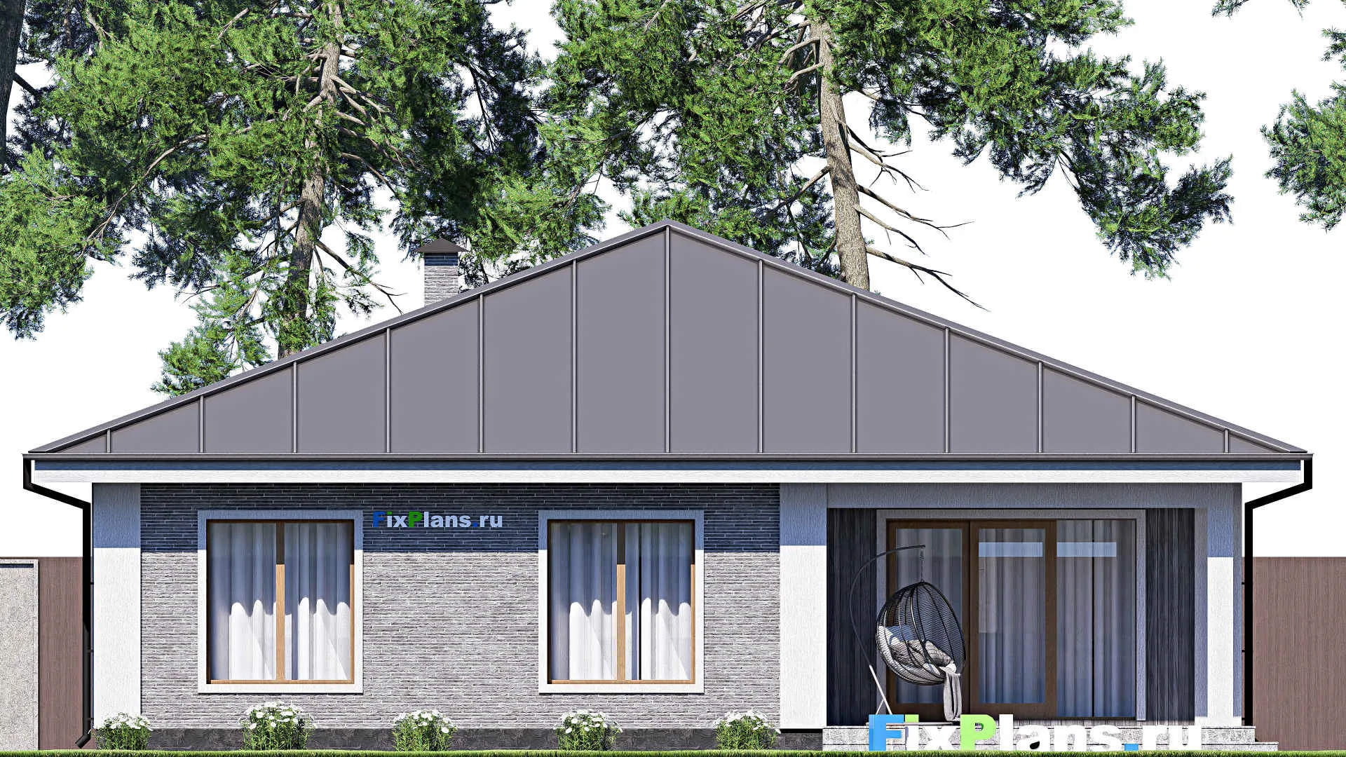 F-18593 - План одноэтажного дома 14 на 15, площадью 160 м² с террасой и 3 спальнями