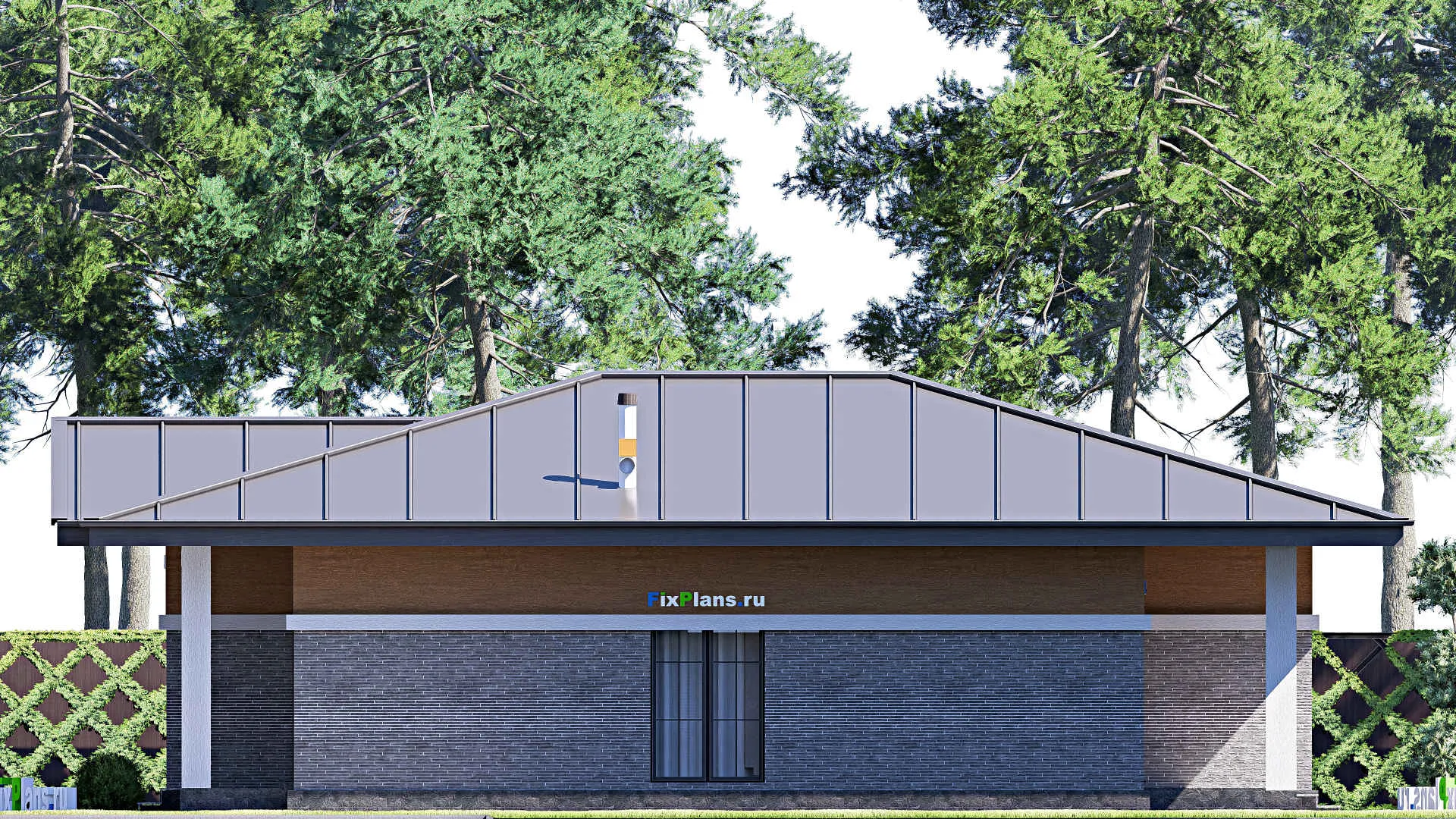 F-19790 - Проект одноэтажного дома 15 на 16, площадью 160 м² с террасой и 3 спальнями