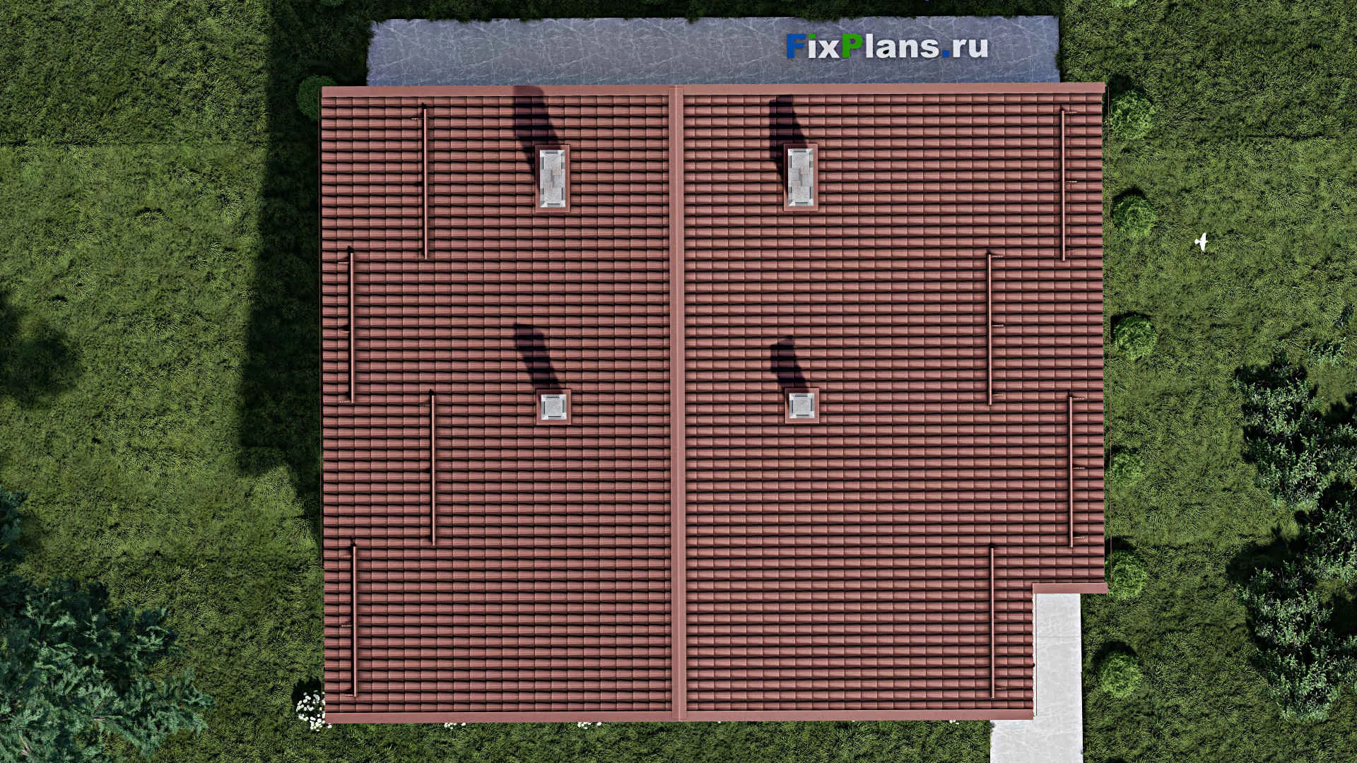 F-2033 - Проект одноэтажного дома 11 на 15, площадью 190 м² с террасой, цокольным этажом и 3 спальнями