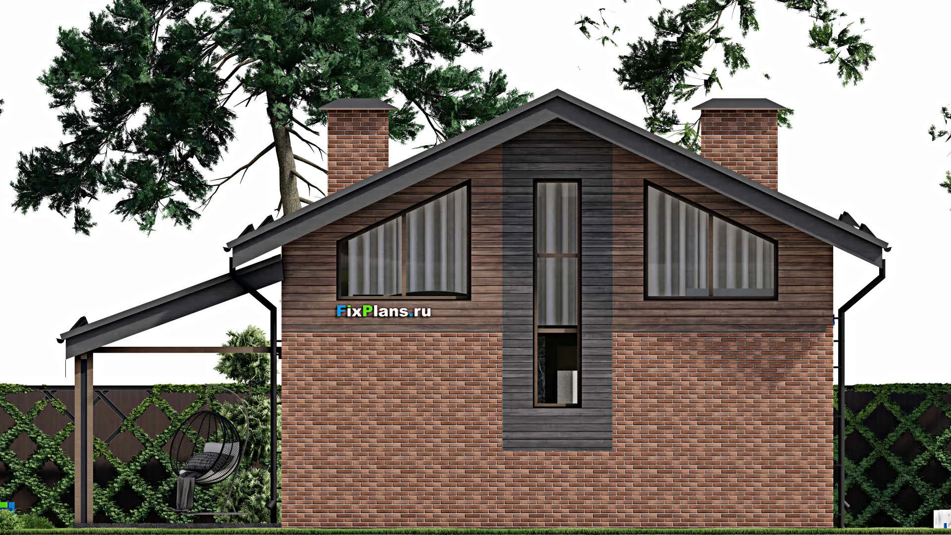 F-9566 - Планы дома с мансардой 11 на 13, площадью 160 м² с террасой и 3 спальнями