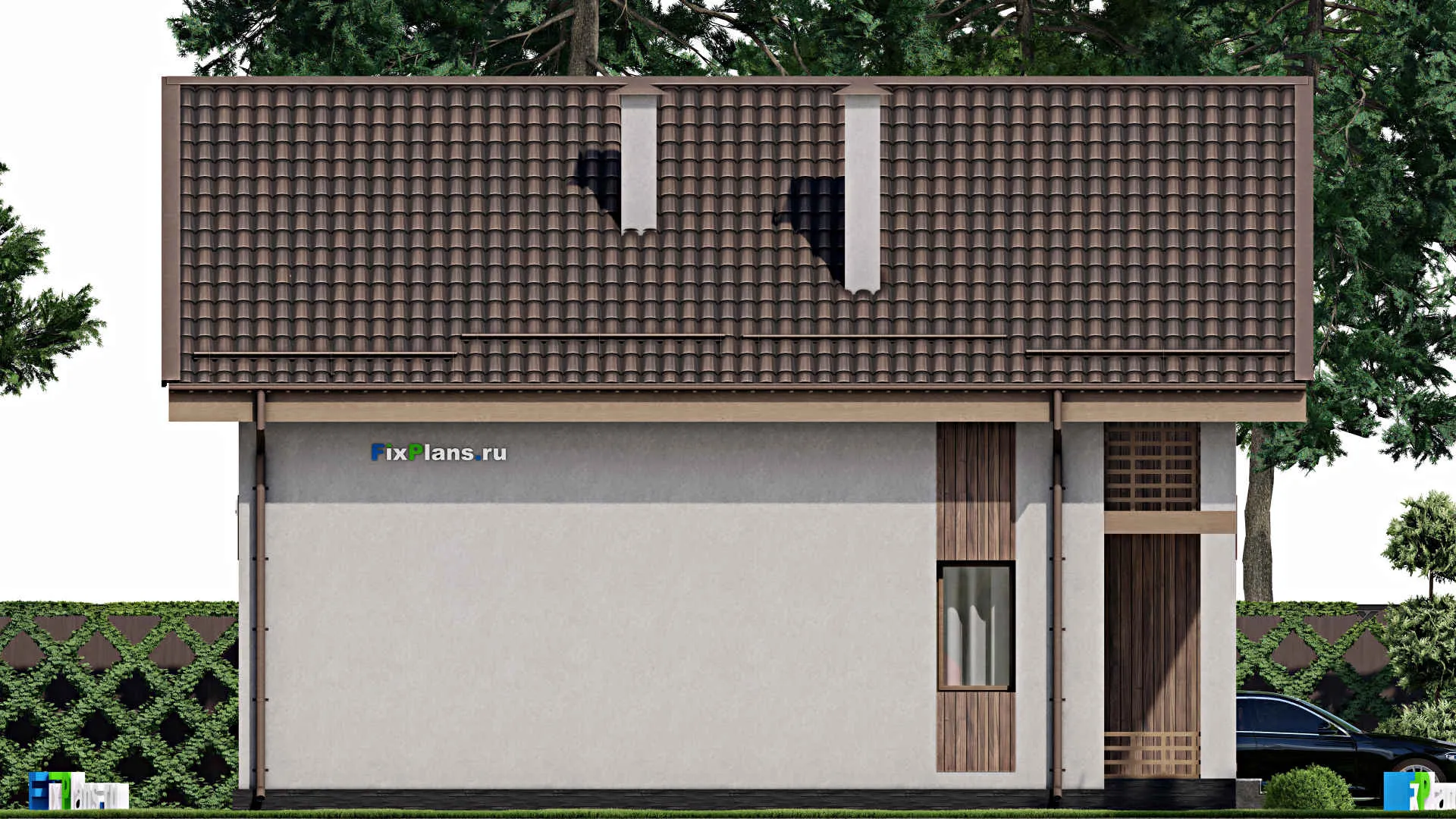 F-8702 - Проект дома с мансардой 9 на 12, площадью 130 м² с балконом и 4 спальнями