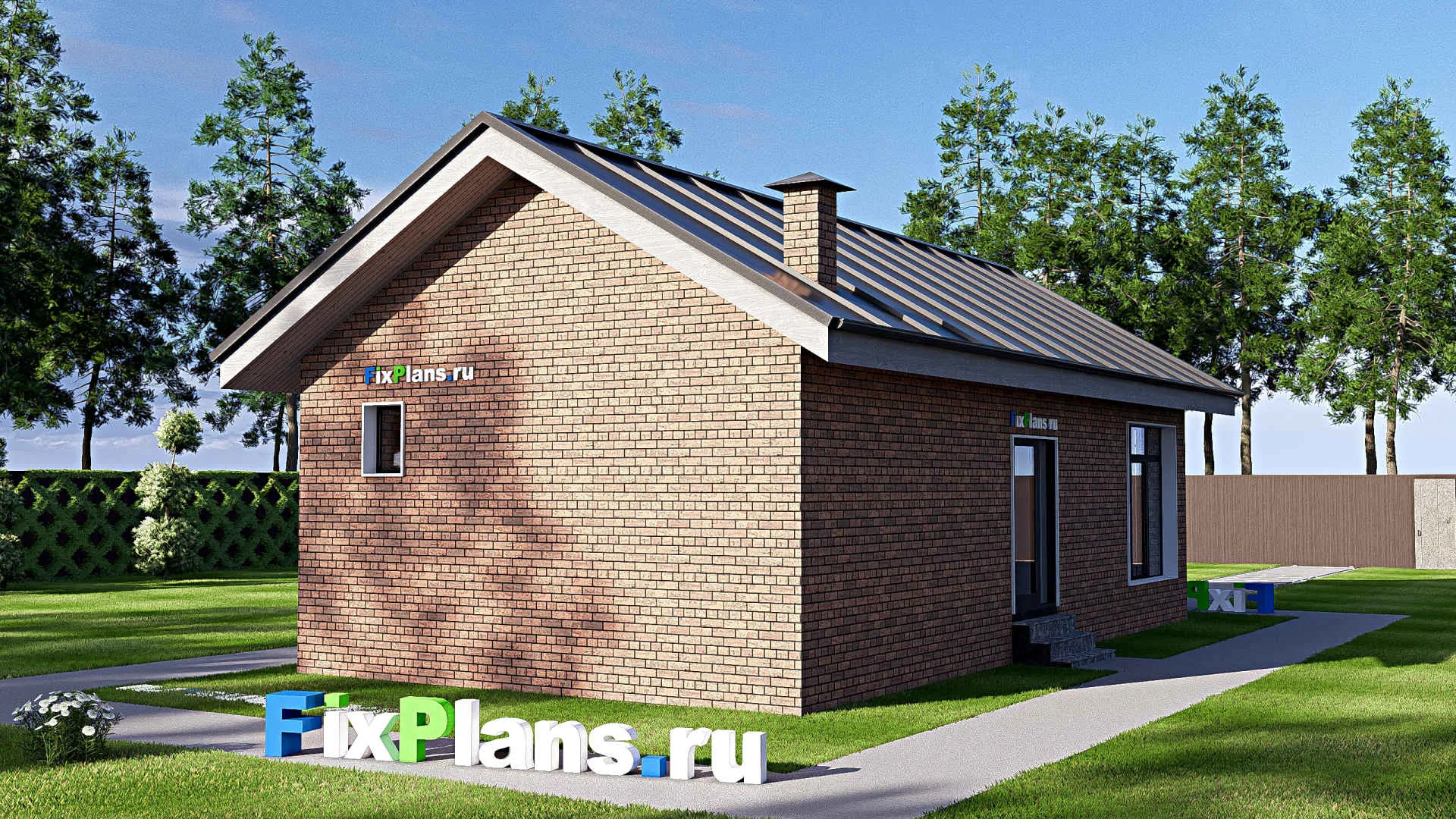 F-18764 - Проект бани 7 на 13, площадью 60 м² с комнатой отдыха, бассейном и санузлом