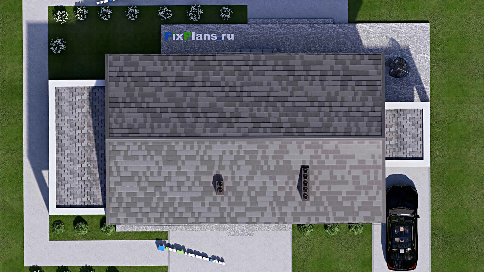 F-16235 - Проект одноэтажного дома 13 на 23, площадью 210 м² с террасой и 3 спальнями