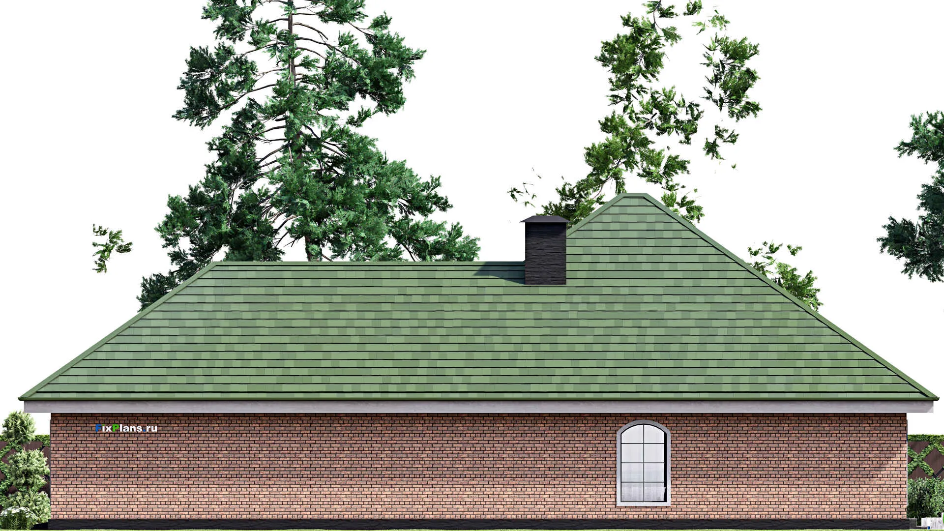 F-16820 - Проект одноэтажного дома 18 на 22, площадью 240 м² с террасой, гаражом на 2 машины и 3 спальнями