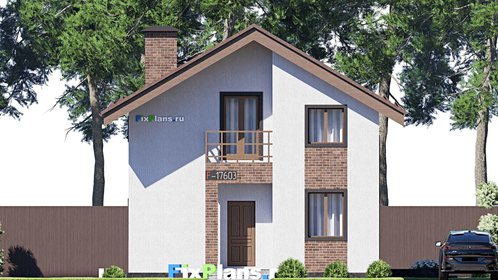 F-17603 - Проект дома с мансардой 11 на 12, площадью 150 м² с террасой и 2 спальнями