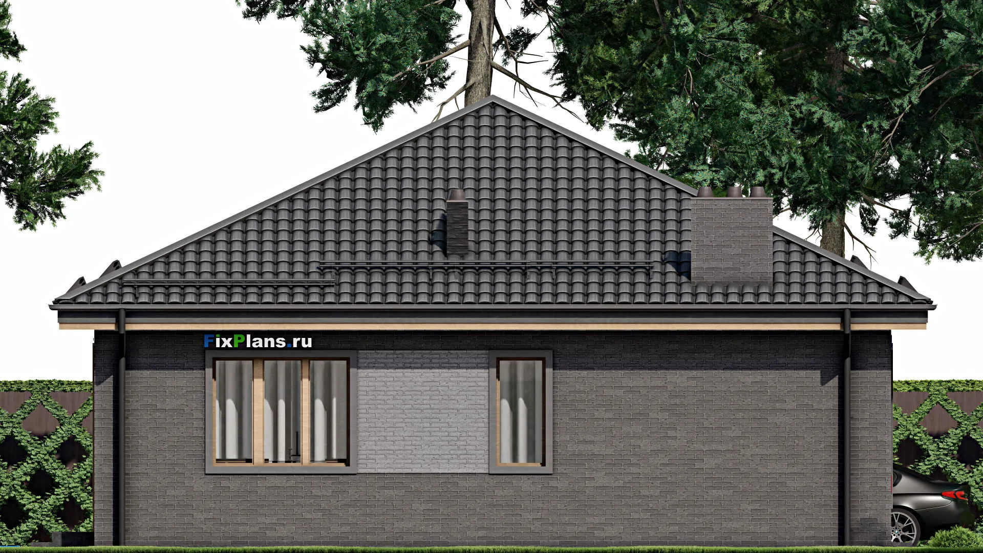 F-3977 - Проект одноэтажного дома 12 на 13, площадью 130 м² с 4 спальнями