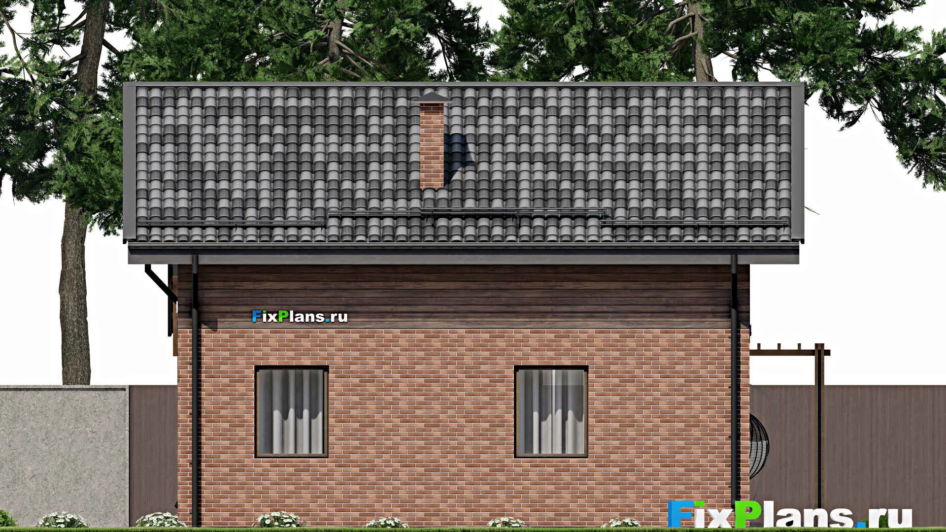 F-9566 - Планы дома с мансардой 11 на 13, площадью 160 м² с террасой и 3 спальнями