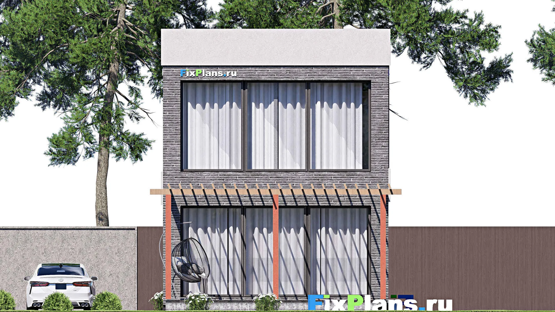 F-18683 - Проект двухэтажного дома 7 на 24, площадью 180 м² с террасой, балконом и 3 спальнями