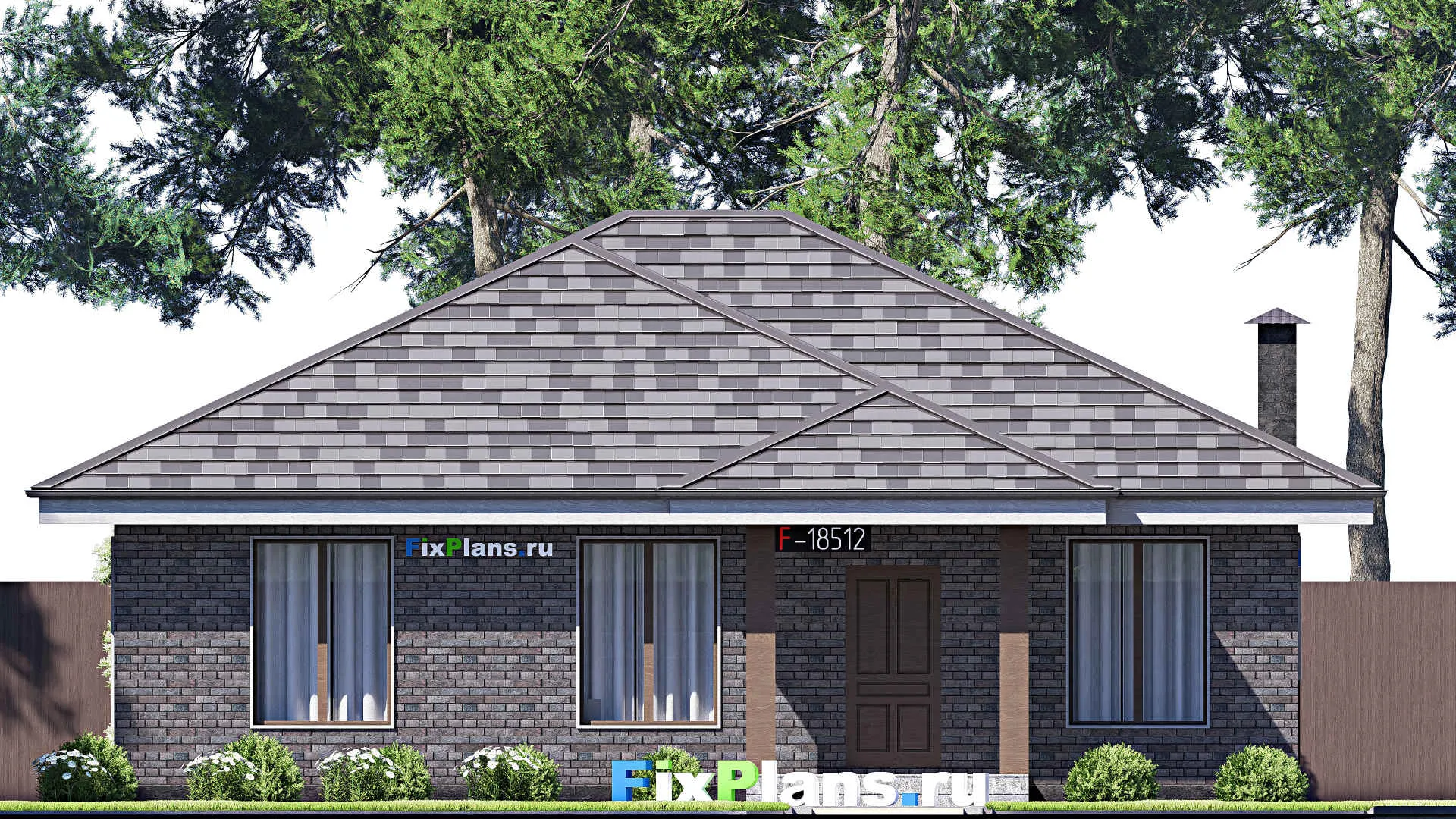 F-18512 - План одноэтажного дома 12 на 13, площадью 110 м² с 3 спальнями