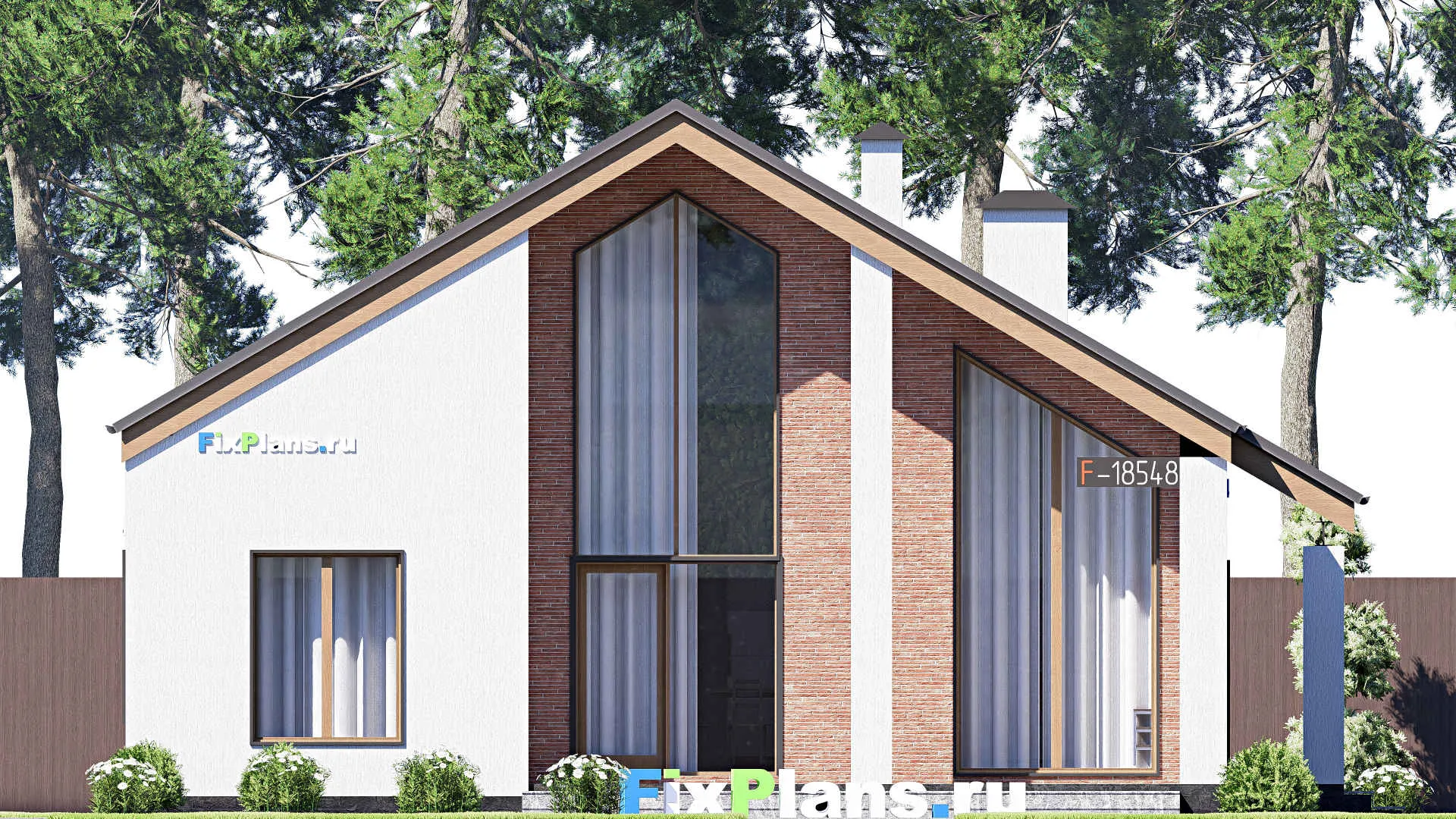 F-18548 - Проект одноэтажного дома 12 на 13, площадью 110 м² с террасой и 3 спальнями