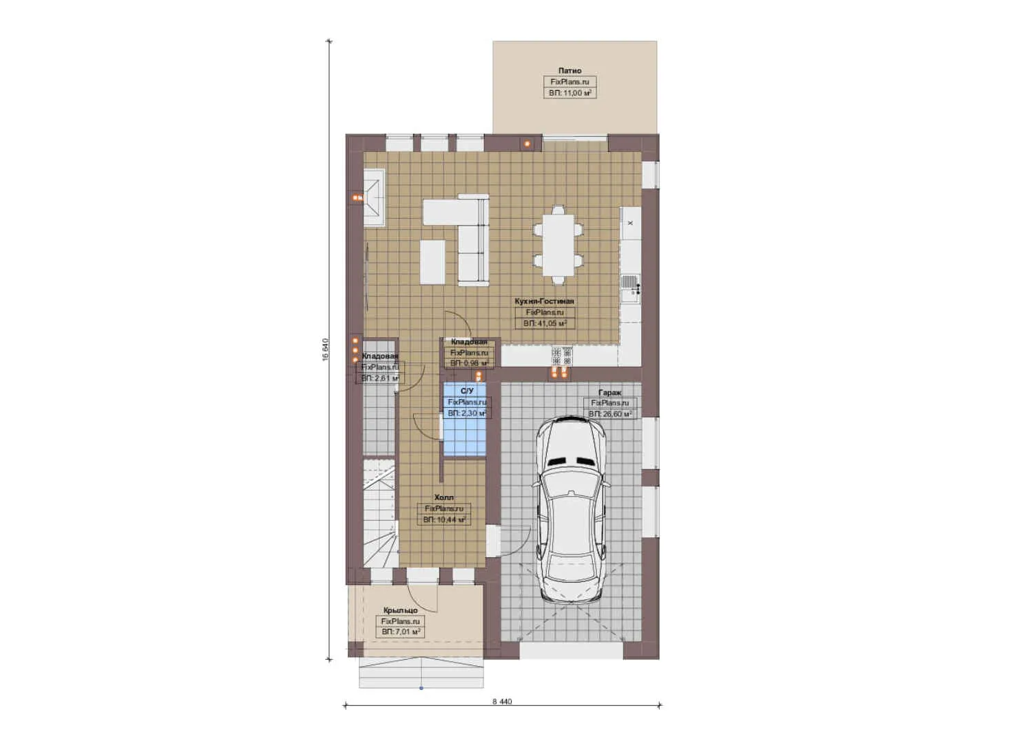 F-20636 - Планы двухэтажного дома 9 на 17, площадью 200 м² с балконом, гаражом на 1 машину и 3 спальнями
