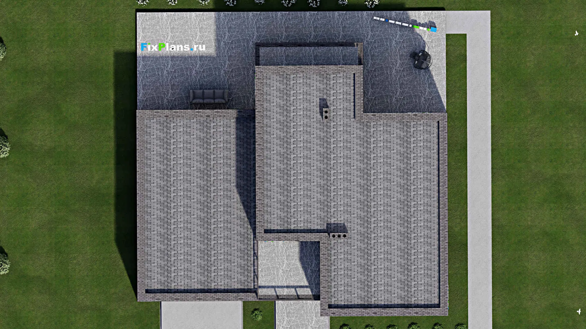 F-6245 - Проект двухэтажного дома 19 на 20, площадью 450 м² с террасой, балконом, гаражом на 2 машины и 5 спальнями