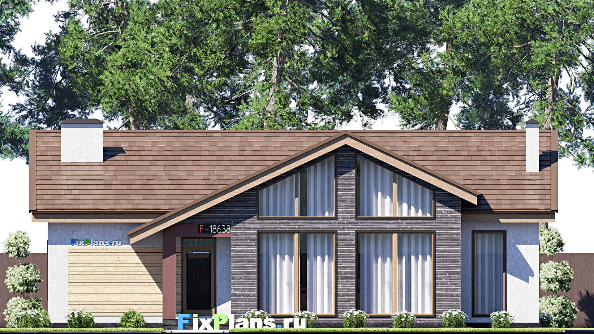 F-18638 - Проект одноэтажного дома 12 на 16, площадью 130 м² с 3 спальнями