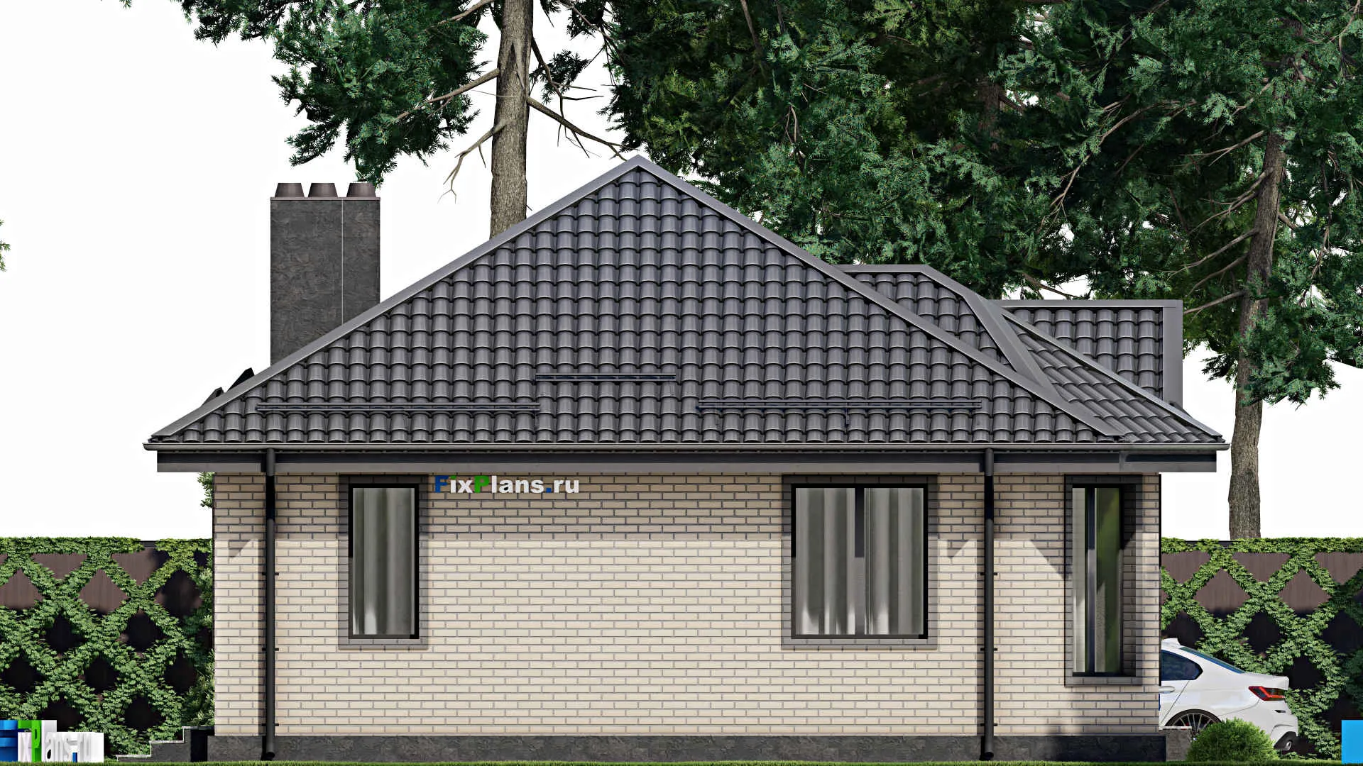 F-3104 - Проект одноэтажного дома 10 на 12, площадью 90 м² с 3 спальнями