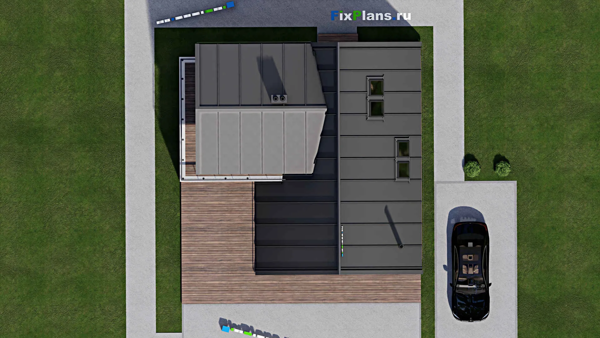 F-9755 - Проект дома с мансардой 13 на 13, площадью 200 м² с террасой, балконом и 3 спальнями