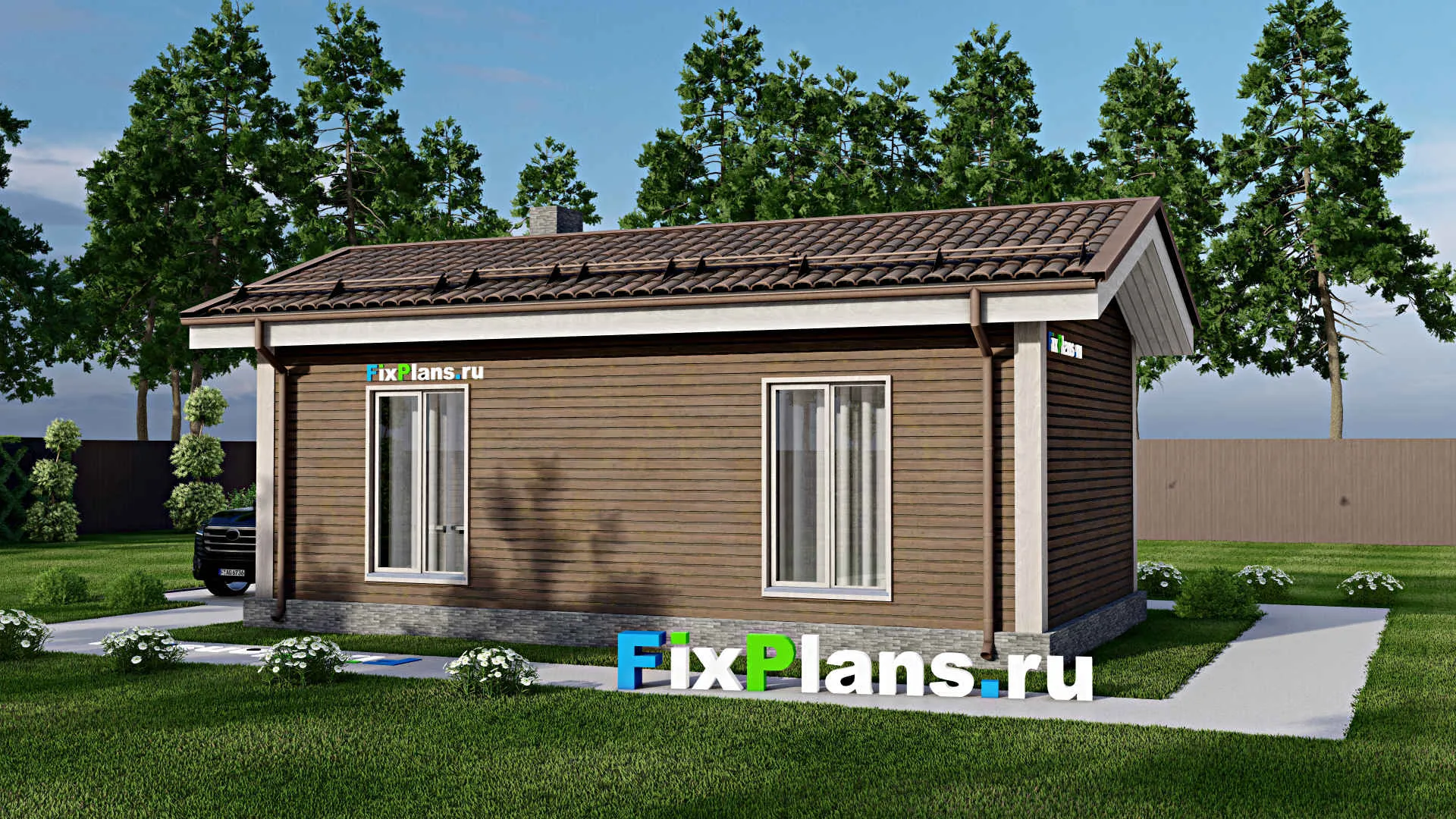 F-7712 - Проект одноэтажного дома 5 на 10, площадью 40 м² с 2 спальнями