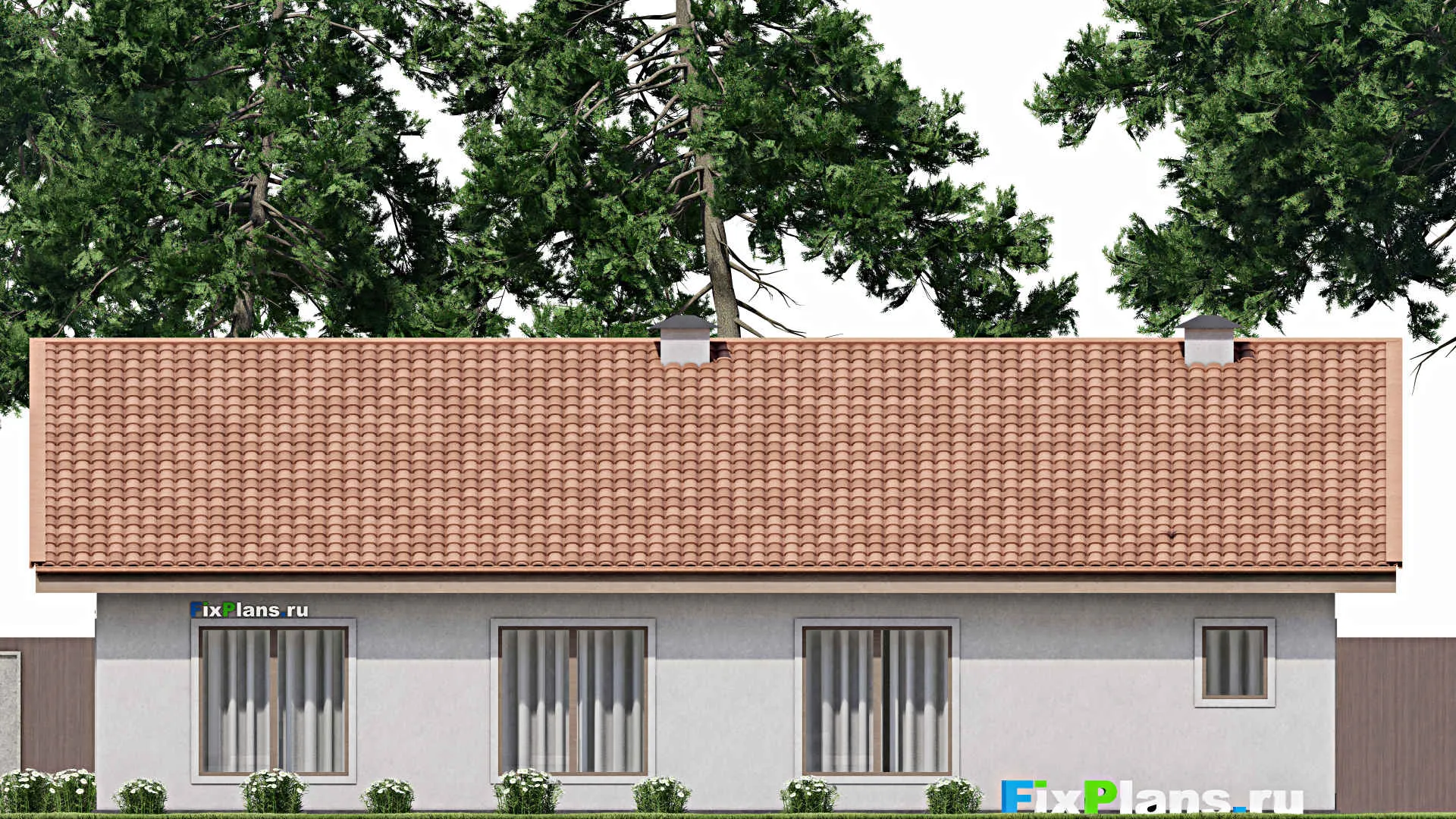 F-10052 - План одноэтажного дома 17 на 17, площадью 230 м² с 3 спальнями