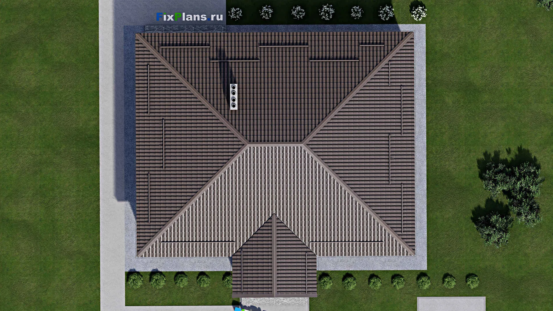 F-2123 - Проект одноэтажного дома 13 на 16, площадью 170 м² с террасой и 3 спальнями