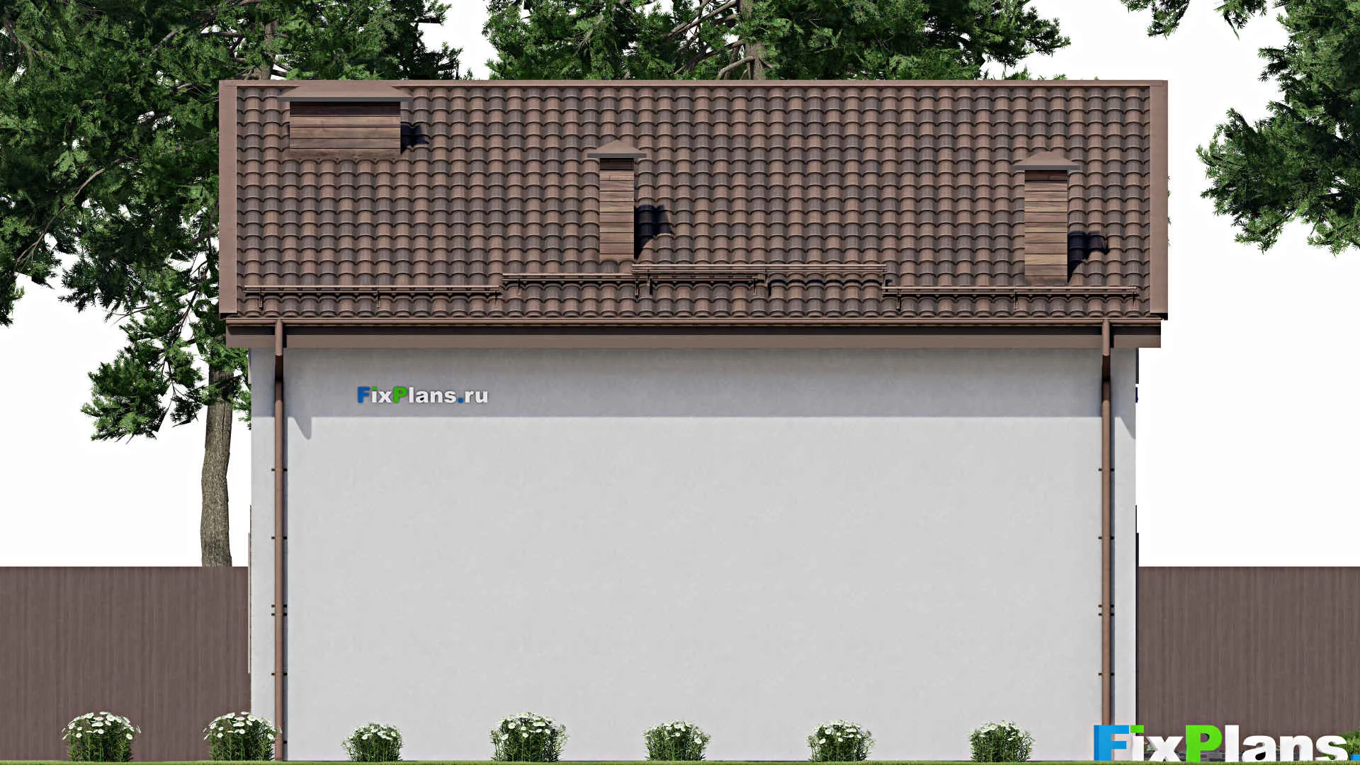 F-9125 - Проект дома с мансардой 12 на 13, площадью 180 м² с террасой, гаражом на 1 машину и 4 спальнями