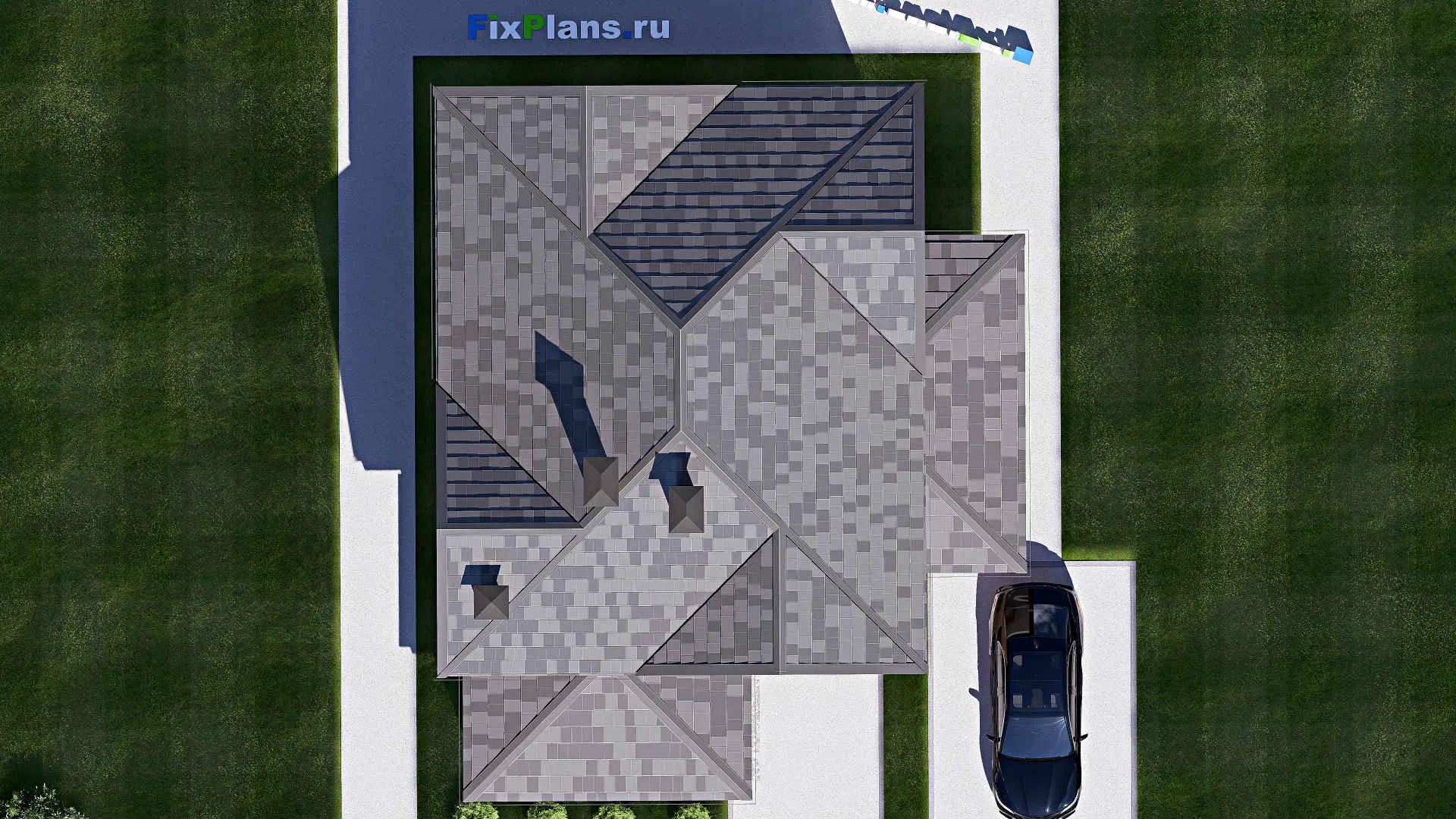 F-17324 - Проект дома с мансардой 11 на 14, площадью 140 м² с террасой и 4 спальнями