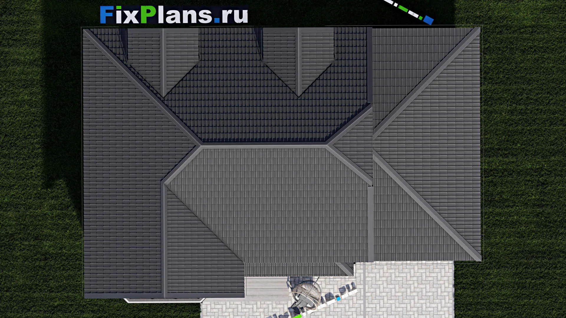 F-0197 - Проект дома с мансардой 11 на 15, площадью 160 м² с балконом, гаражом на 1 машину и 4 спальнями