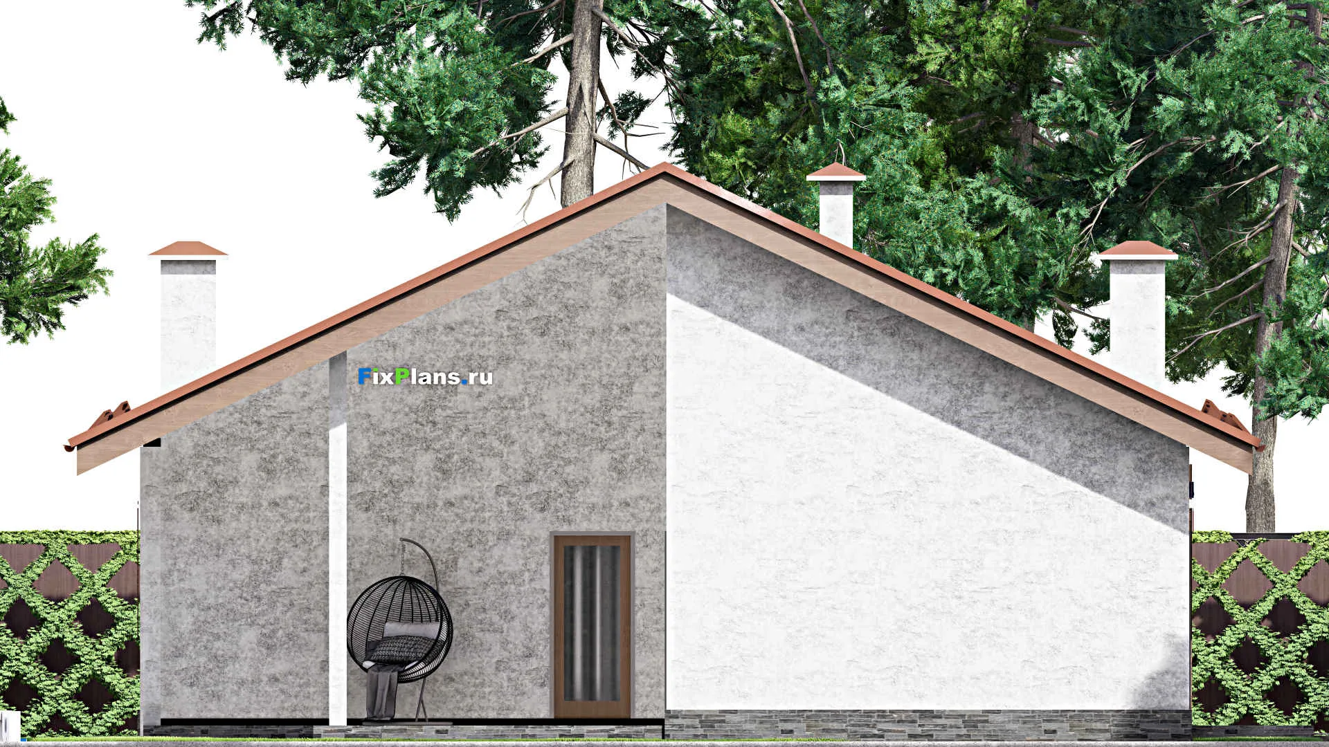 F-13508 - Проект одноэтажного дома 14 на 18, площадью 190 м² с террасой и 4 спальнями