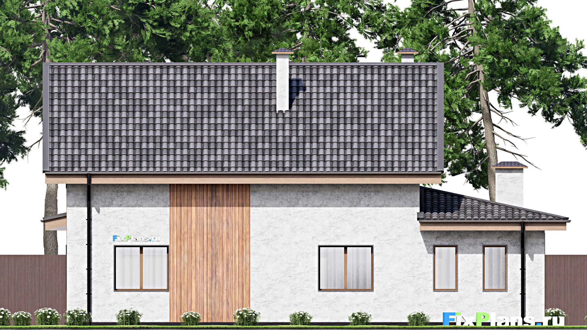 F-12851 - Проект дома с мансардой 10 на 16, площадью 180 м² с гаражом на 1 машину и 4 спальнями