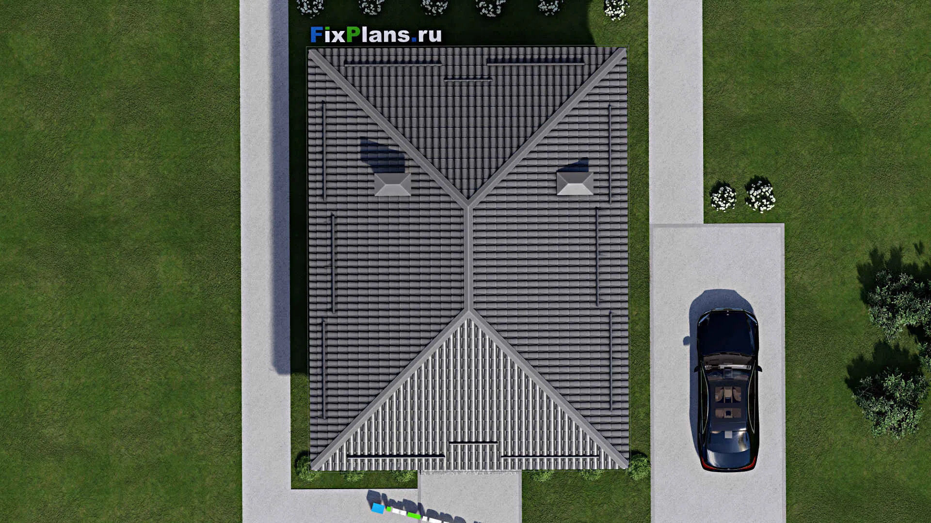 F-5579 - Проект бани 9 на 9, площадью 80 м² с комнатой отдыха, терассой и 2 санузлами