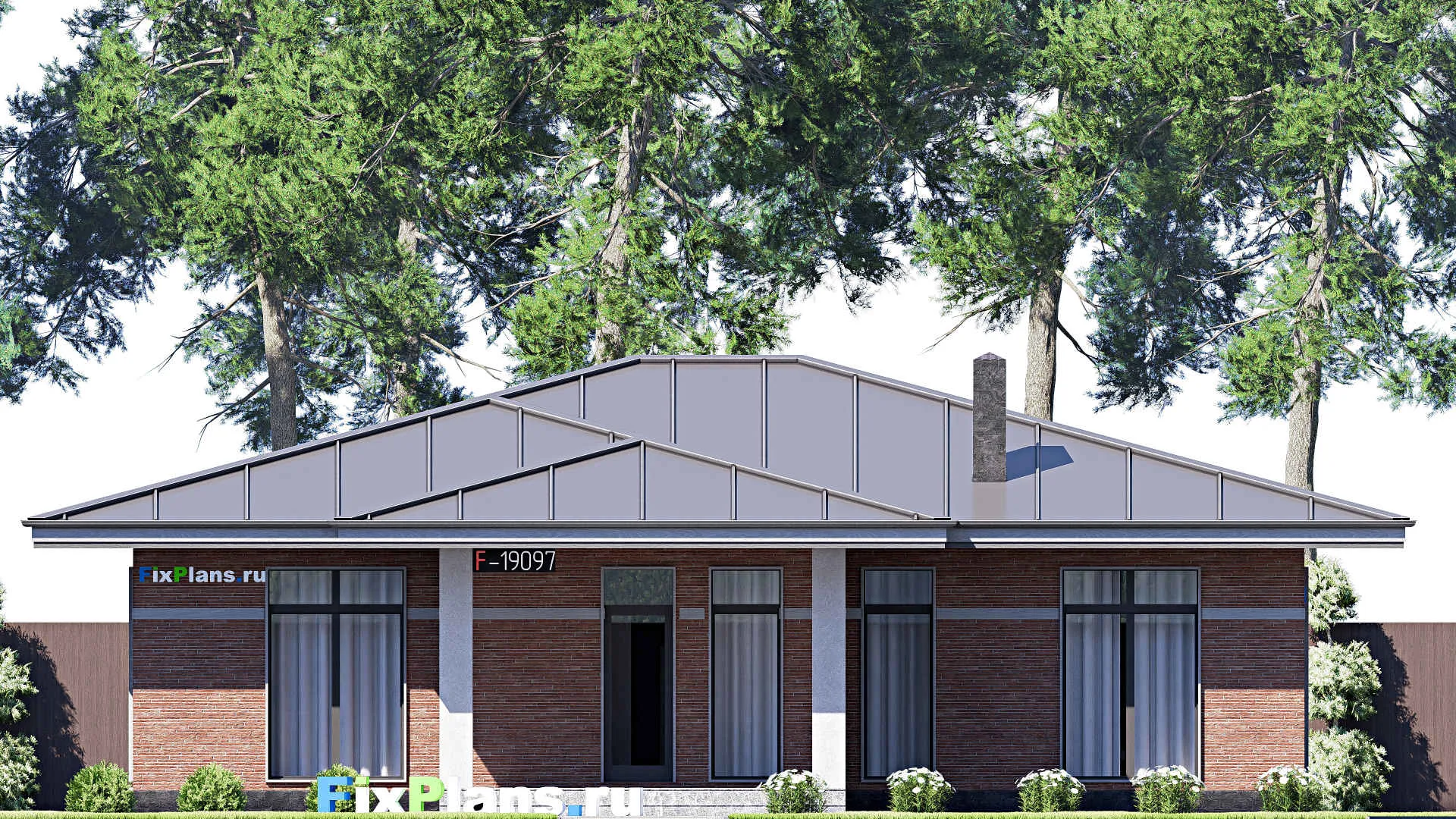 F-19097 - Проект одноэтажного дома 15 на 16, площадью 150 м² с 3 спальнями