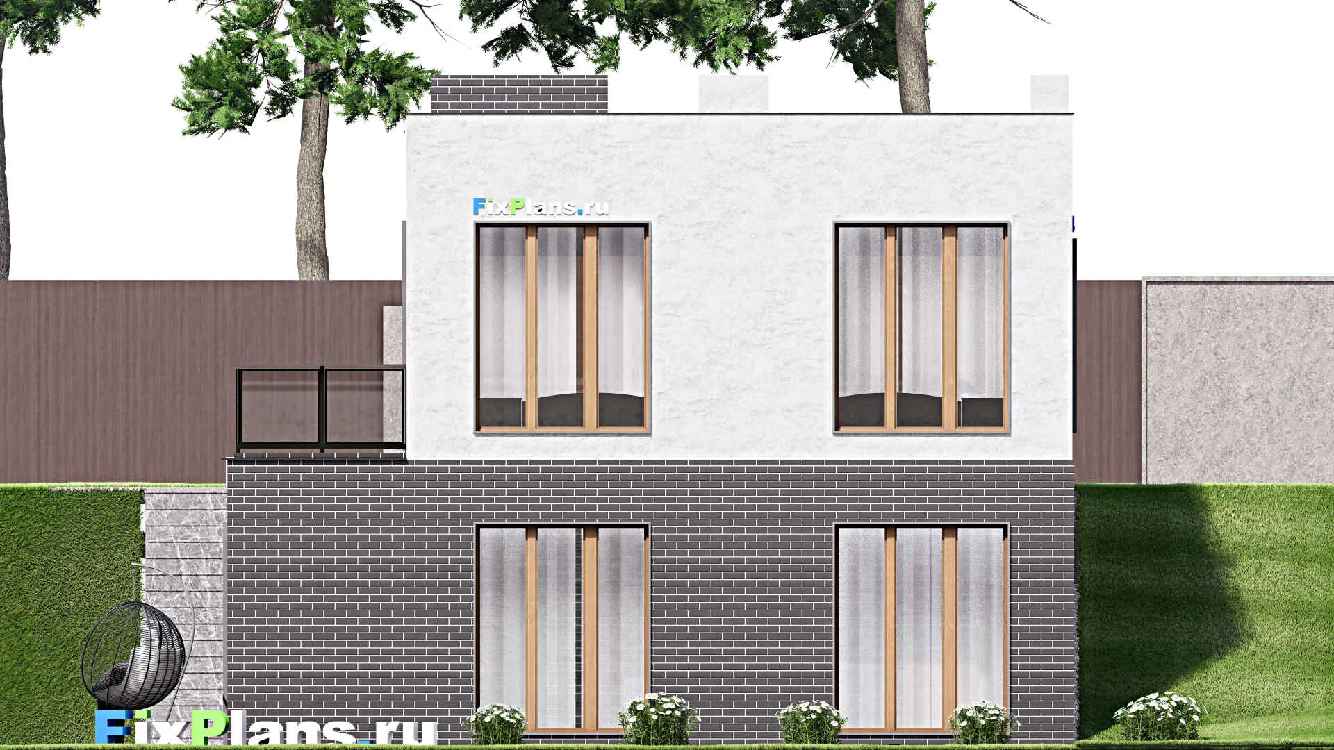 F-3527 - План одноэтажного дома 10 на 14, площадью 210 м² с террасой, цокольным этажом, баней и 2 спальнями