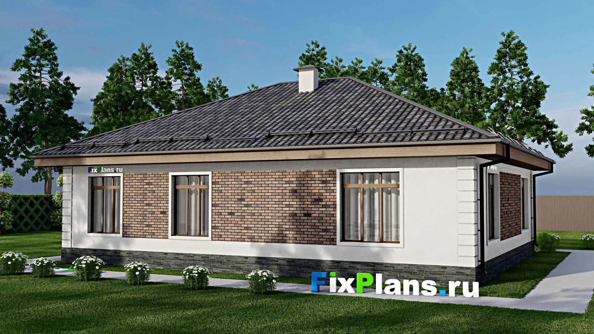 F-8819 - Проект одноэтажного дома 13 на 15, площадью 140 м² с 3 спальнями