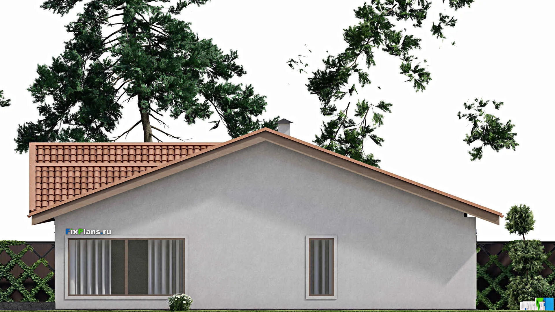 F-10052 - План одноэтажного дома 17 на 17, площадью 230 м² с 3 спальнями