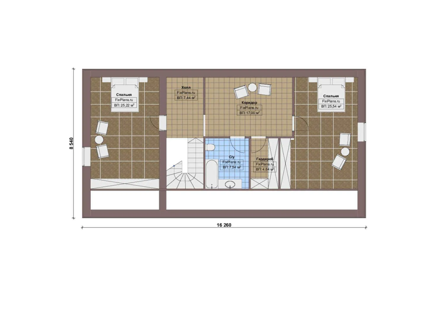 F-16748 - Планы дома с мансардой 10 на 21, площадью 250 м² с террасой и 3 спальнями