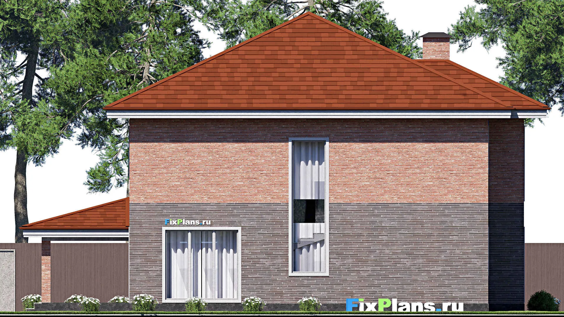 F-19151 - Проект двухэтажного дома 17 на 18, площадью 330 м² с террасой, балконом и 5 спальнями