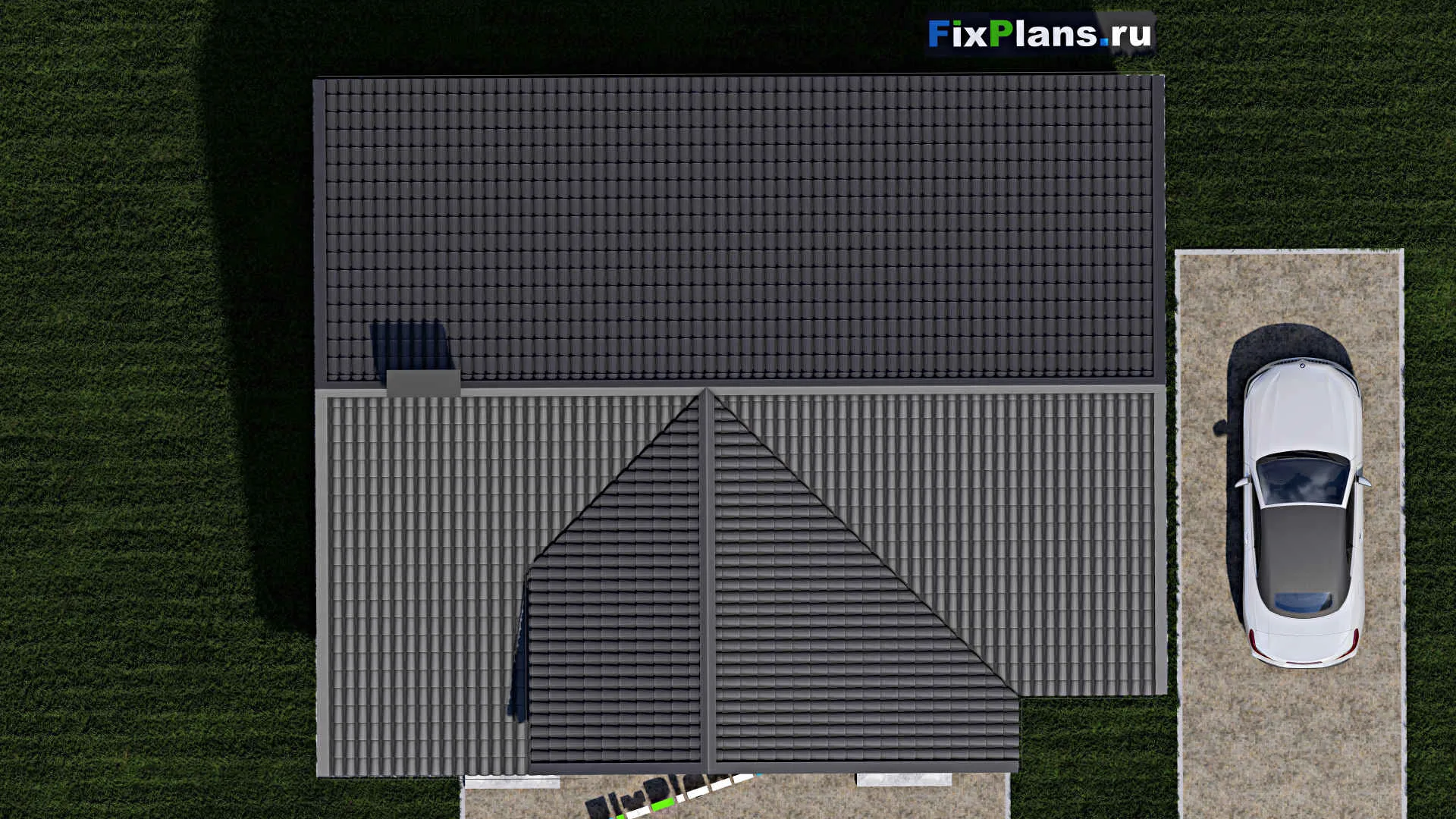 F-0872i - Проект одноэтажного дома 12 на 15, площадью 130 м² с террасой и 3 спальнями