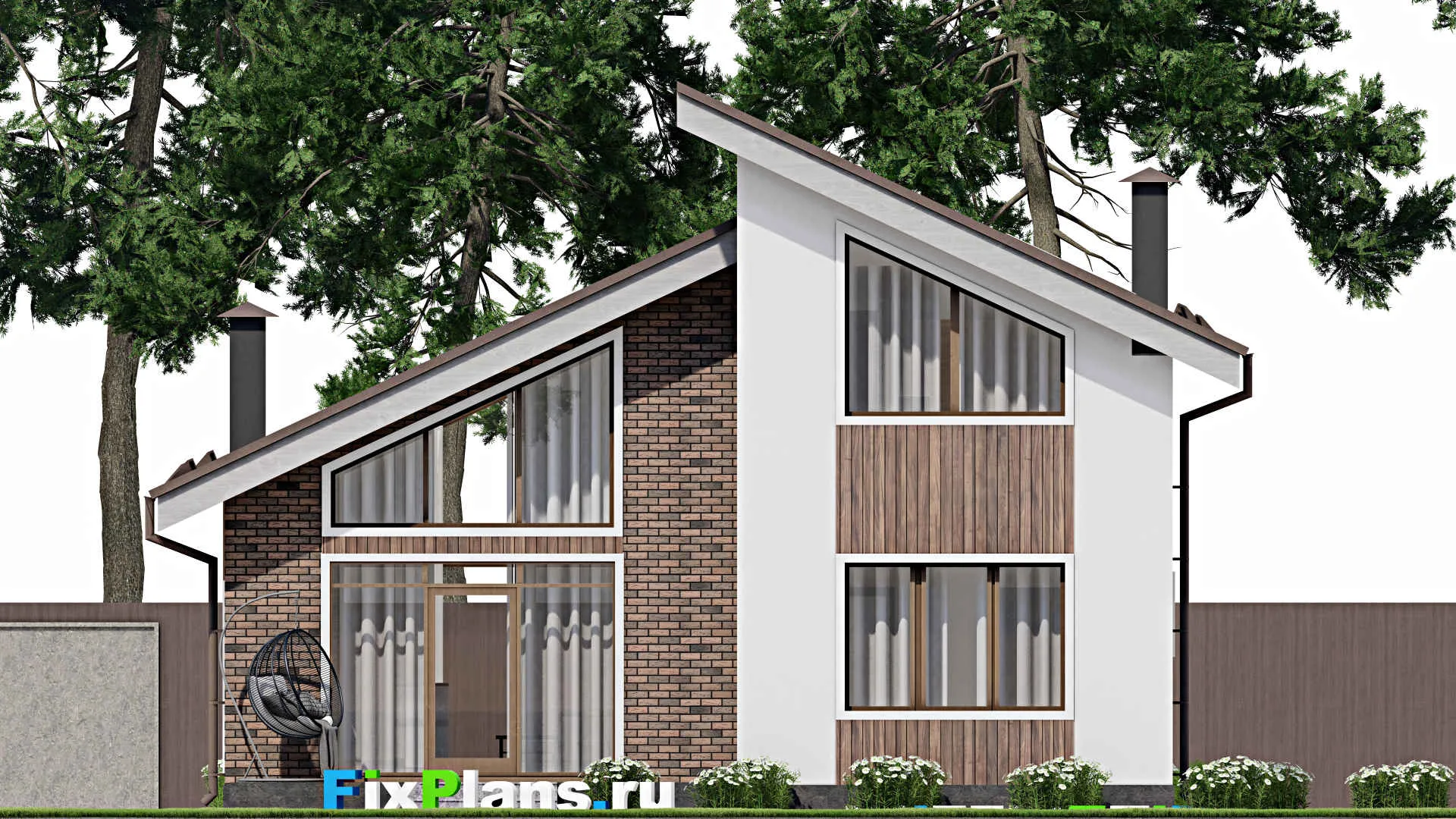 F-10160 - Планы дома с мансардой 11 на 14, площадью 150 м² с террасой и 3 спальнями