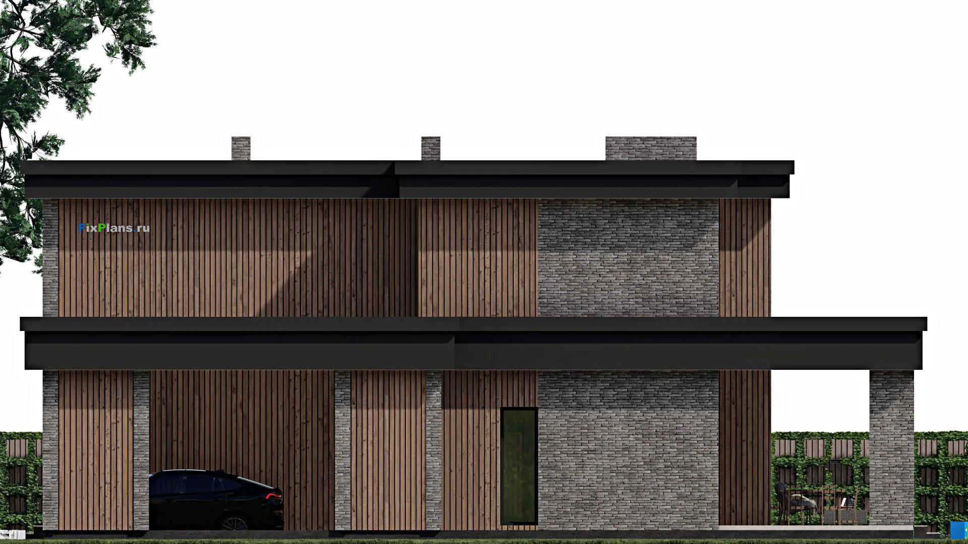 F-1124 - Проект двухэтажного дома 12 на 16, площадью 330 м² с террасой, балконом и 5 спальнями