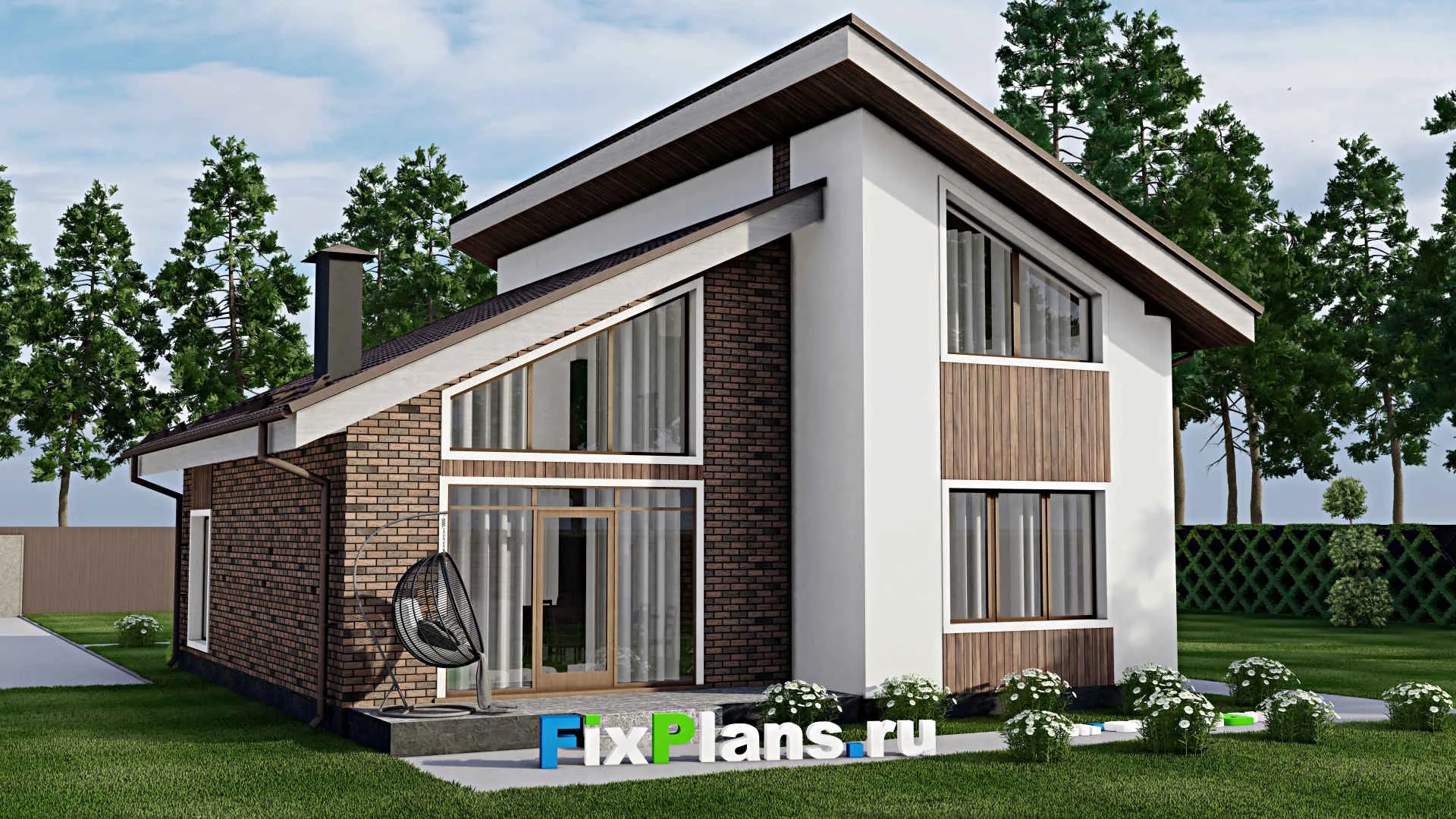 F-10160 - Планы дома с мансардой 11 на 14, площадью 150 м² с террасой и 3 спальнями