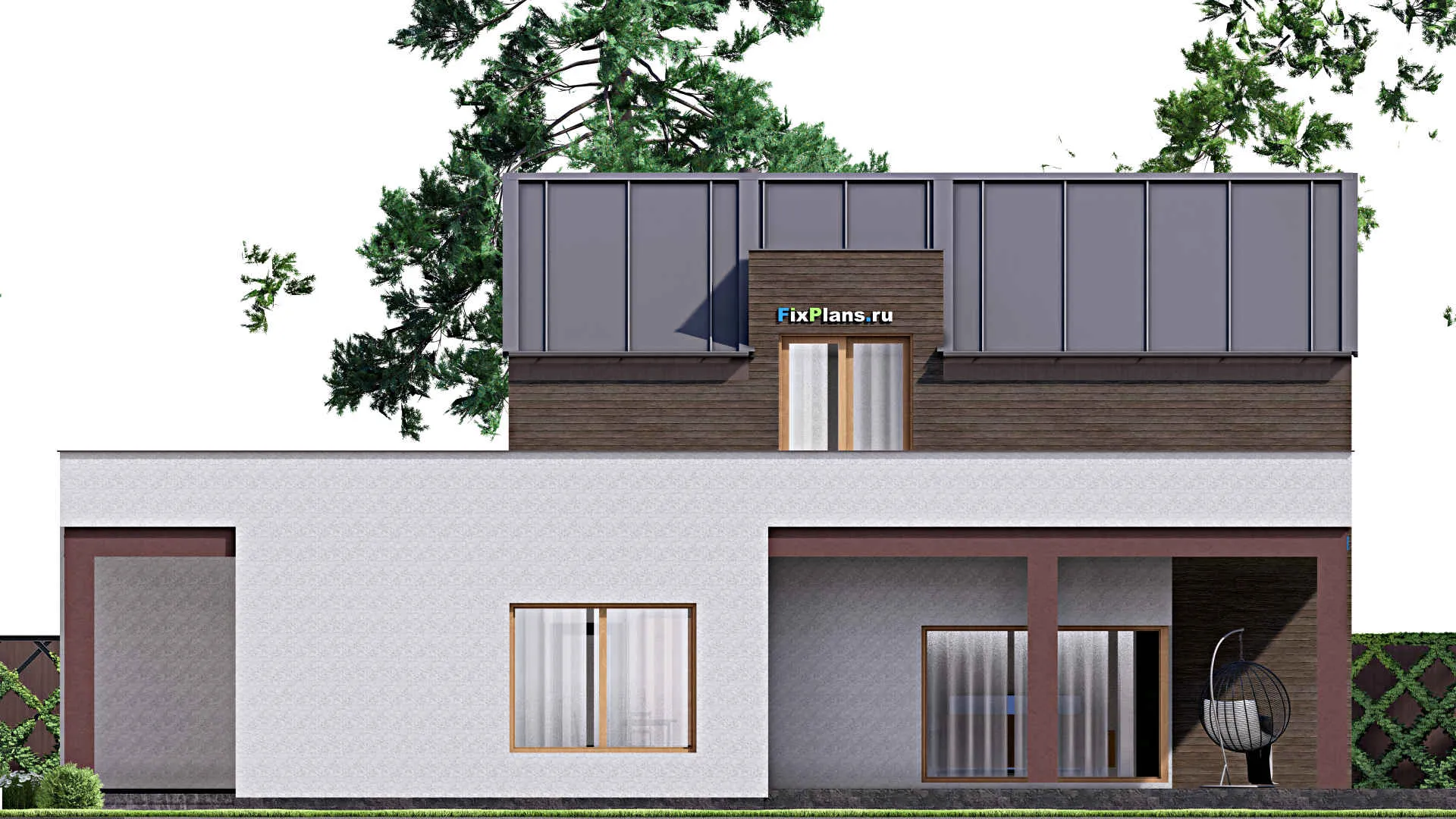 F-16109 - Проект дома с мансардой 15 на 20, площадью 420 м² с террасой, балконом, гаражом на 2 машины и 3 спальнями