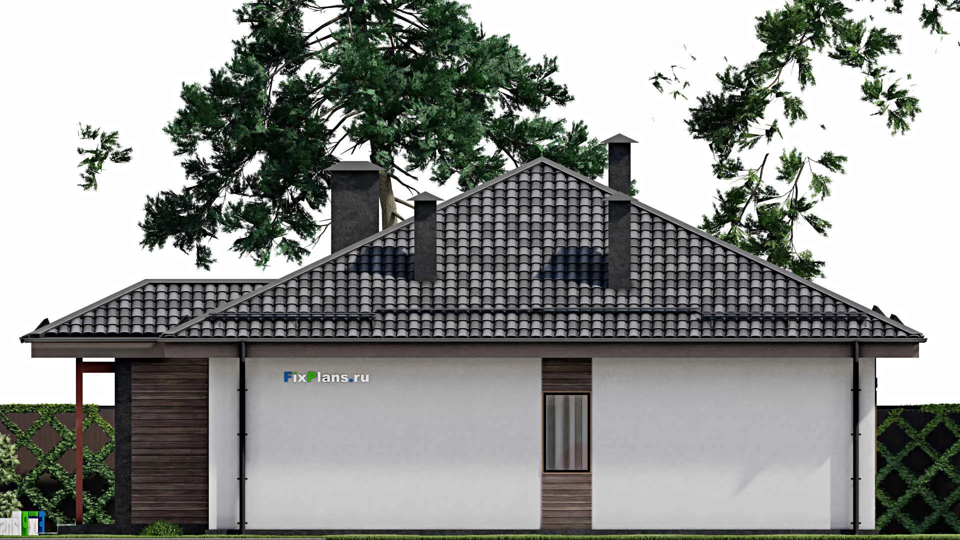 F-7523 - Проект одноэтажного дома 13 на 15, площадью 120 м² с 3 спальнями