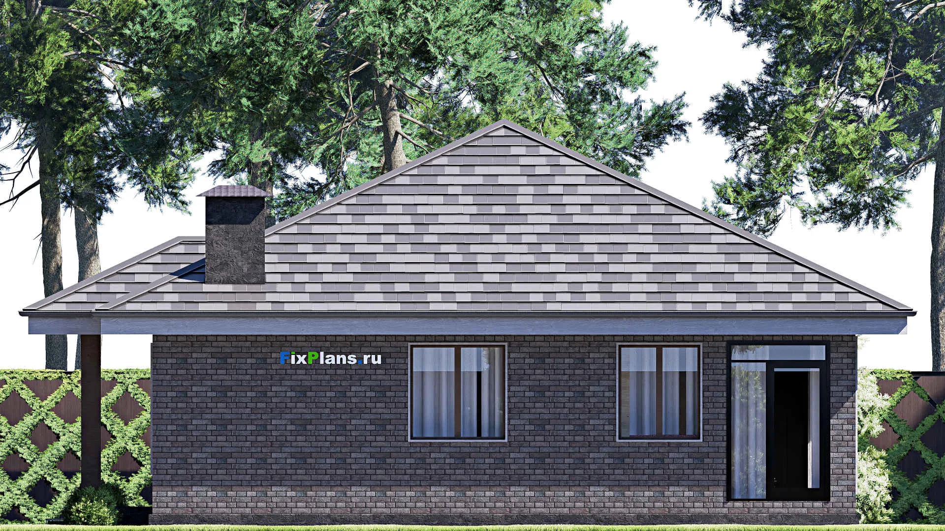 F-18512 - План одноэтажного дома 12 на 13, площадью 110 м² с 3 спальнями